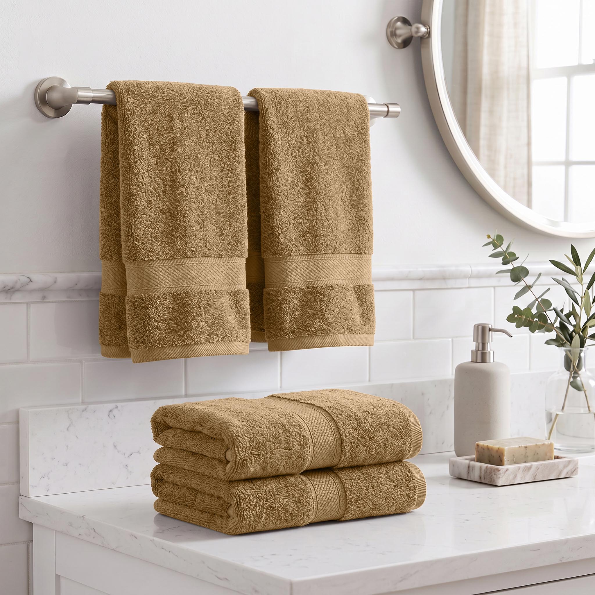 Superior 4 -Piece Toast Egyptian cotton Hand towel Madeline Towels