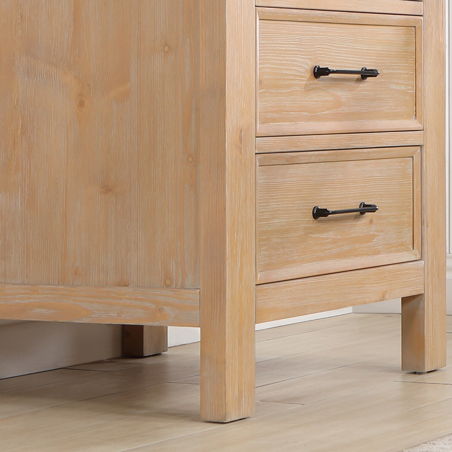 Leon 24" Fir Wood Brown Bathroom Vanity with White Composite Top