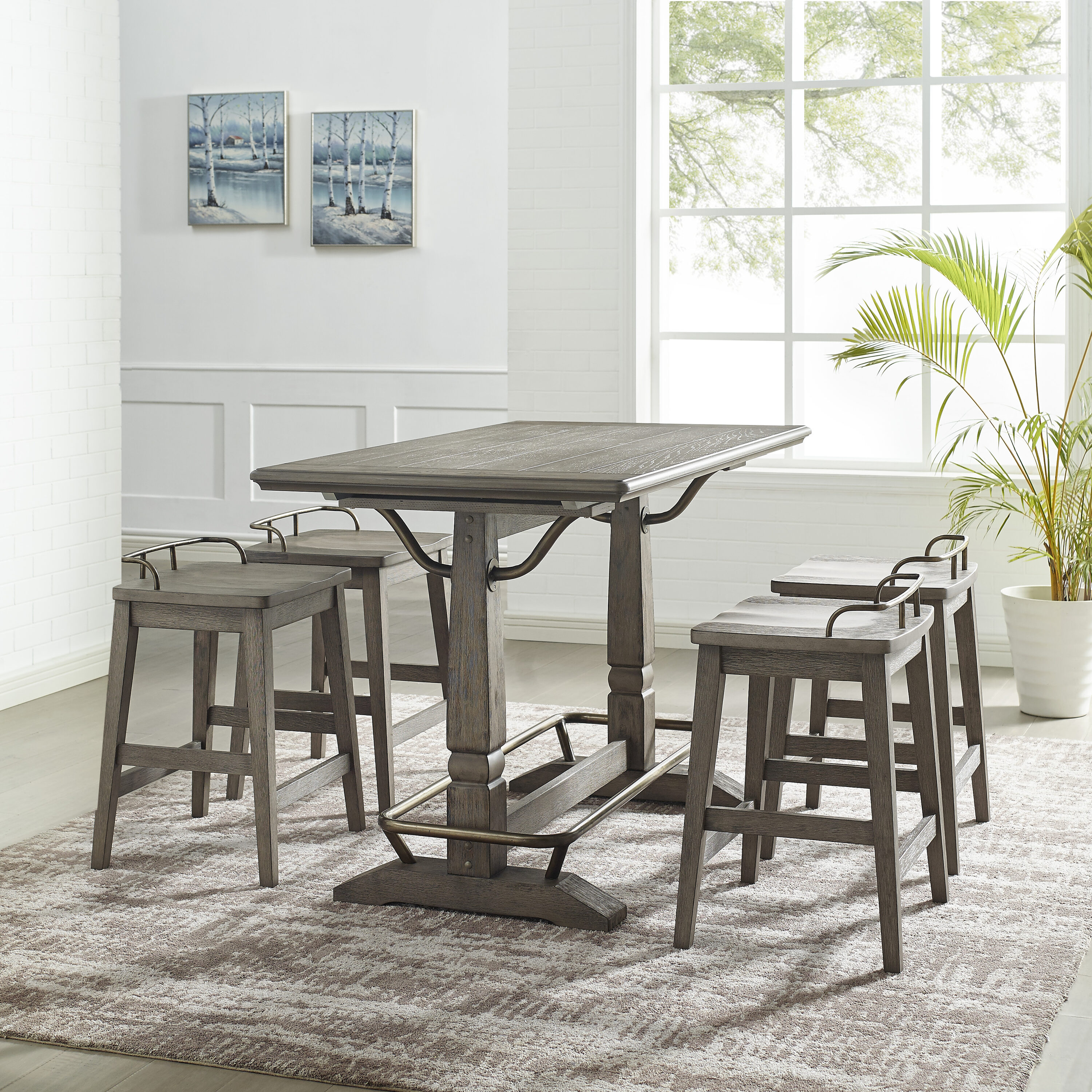 Rustic Gray Smokey Oak 27" Backless Saddle Counter Stool