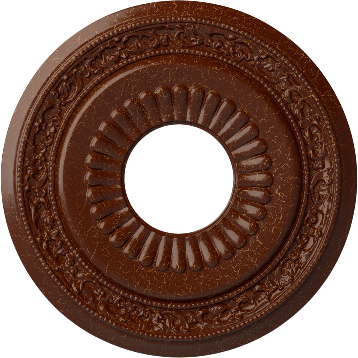 Ekena Millwork CM20LNBMC Lauren 20.625-in W x 20.625-in L Painted Burnished Mahogany Crackle Polyurethane Whole Ceiling Medallion