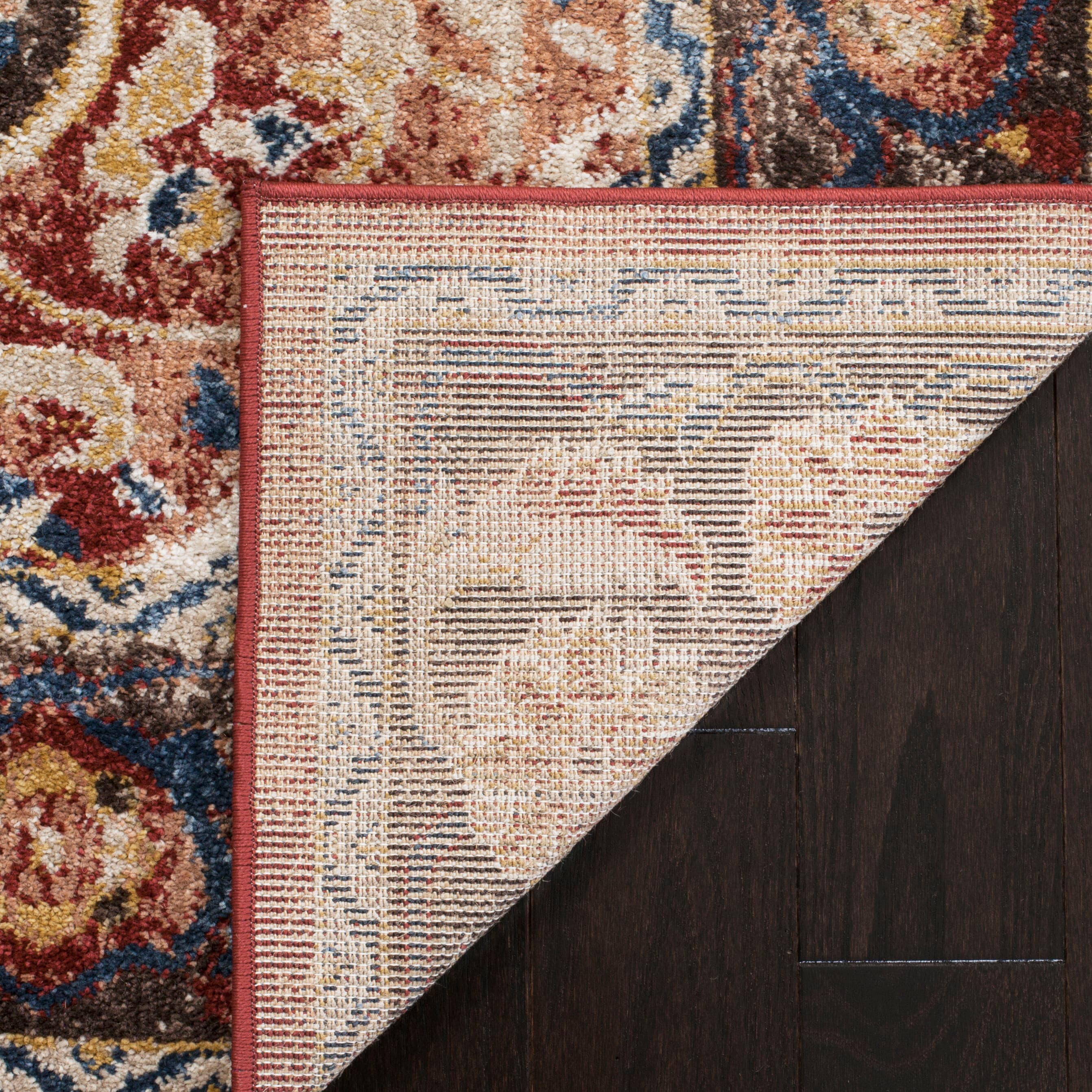 Reversible Rectangular Blue Synthetic 4' x 6' Stain-Resistant Rug