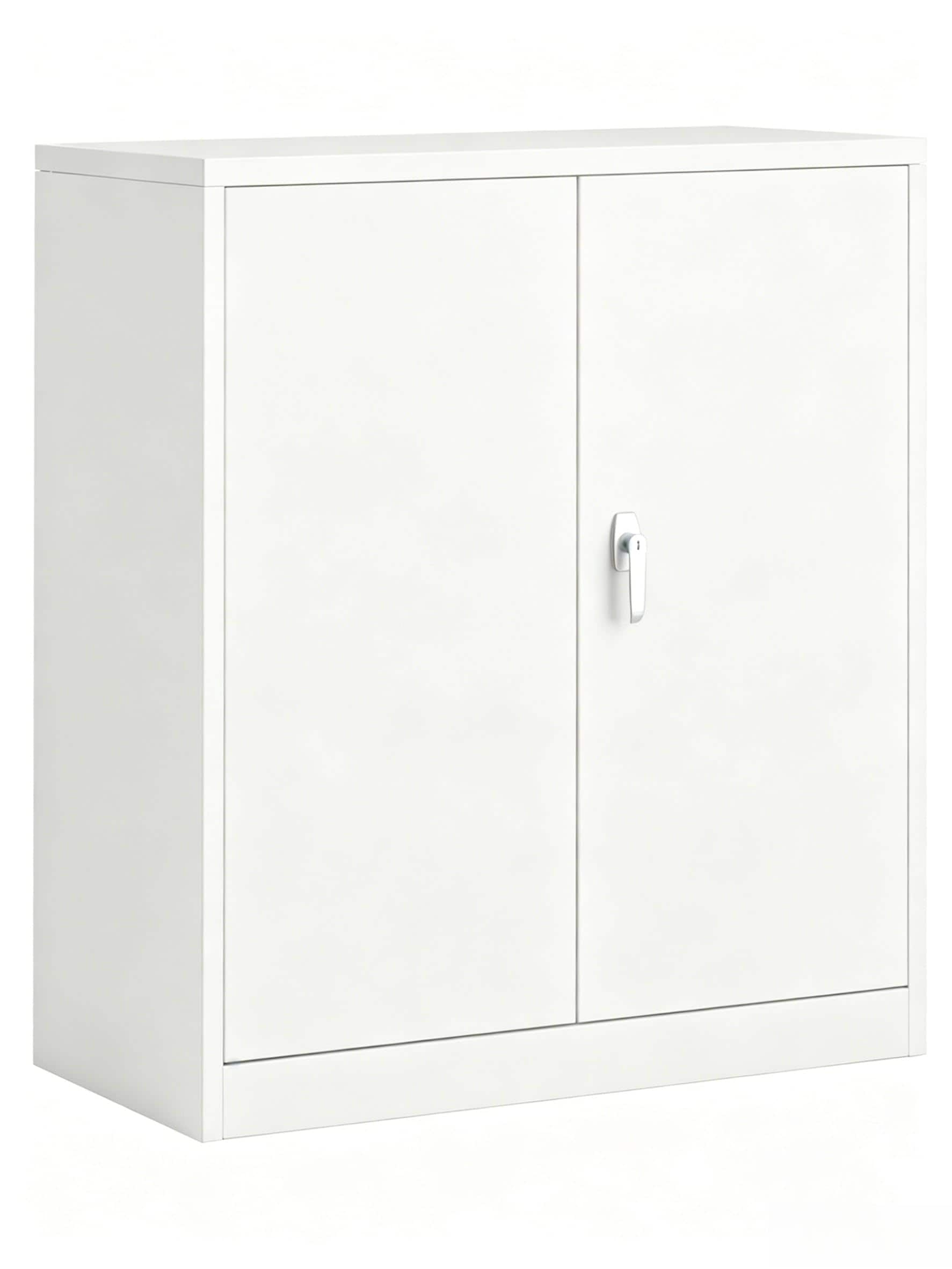 GarveeLife Heavy Duty 35 Inch Metal Storage Cabinet Compact Steel Garage Cabinet with 2 Adjustable Shelves  Lockable Doors Rust Resistant and Easy Assembly for Office Workshop