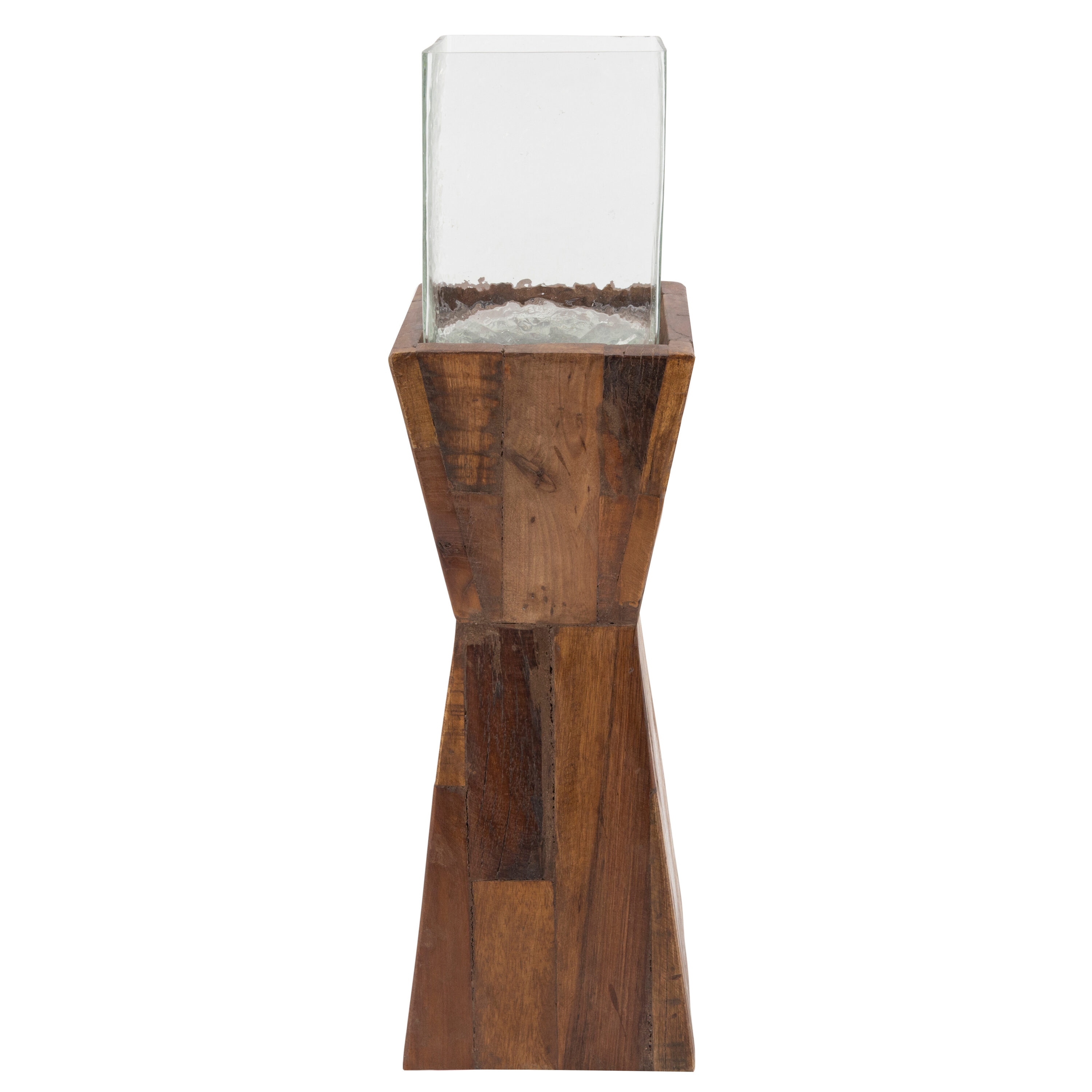 Sagebrook Home 15522-03 1 Candle Wood Hurricane Candle Holder