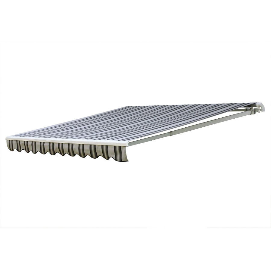 NuImage Awnings 70X5168479902A 7000 168-in Wide x Projection Grey/Black/White (4799) Striped Manual Retractable Patio Awning