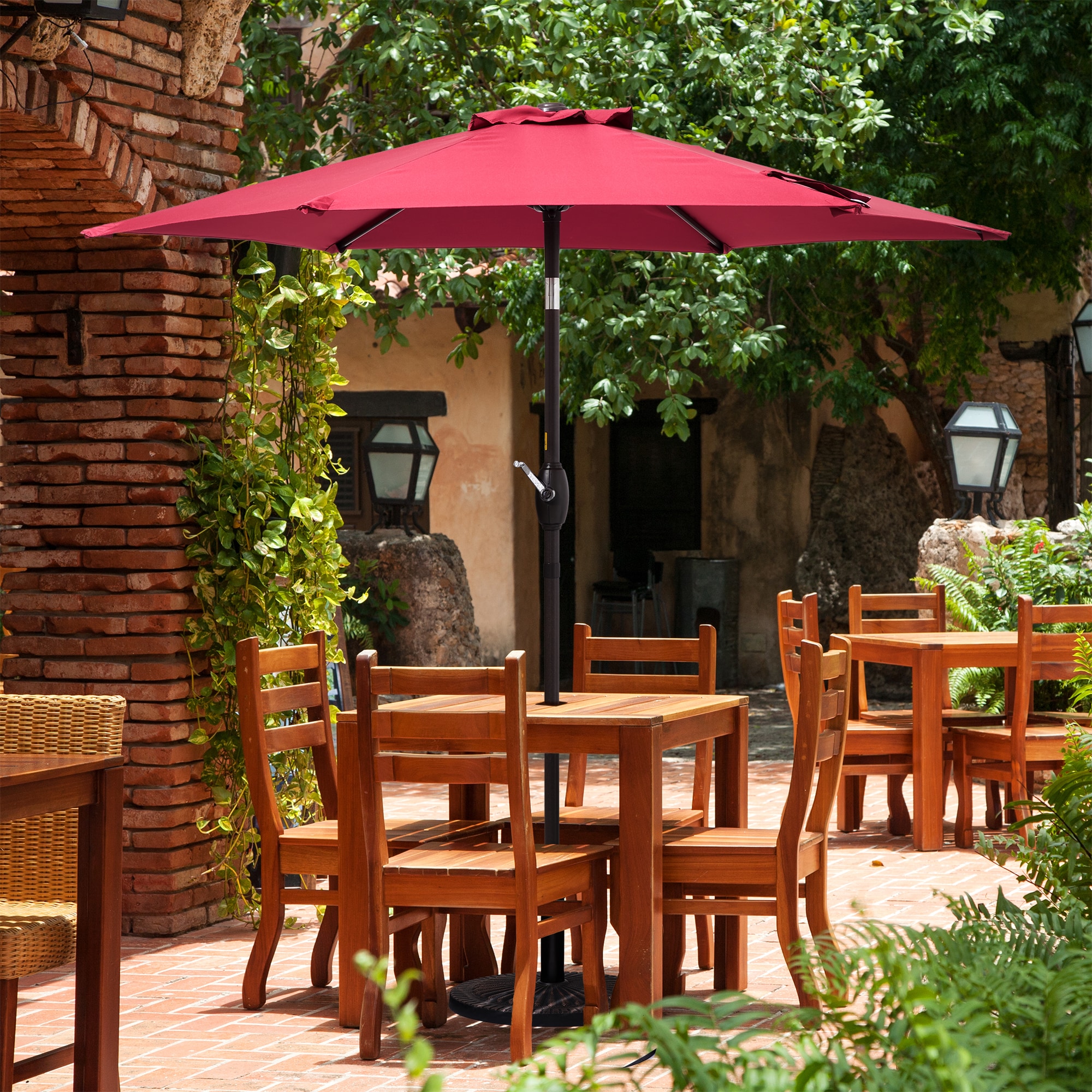 ACEGOSES LW-75RD 7.5-ft Steel Red Push-button Tilt Market Patio Umbrella