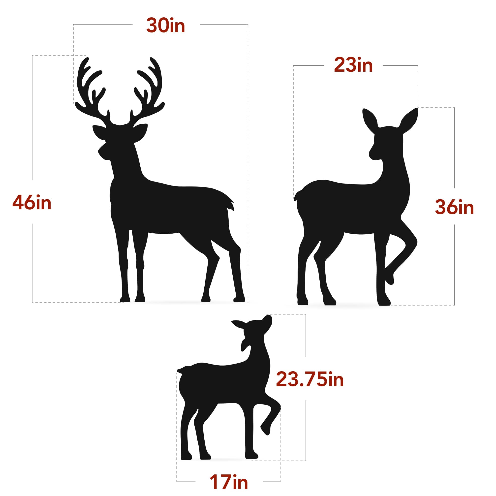 Best Choice Products 3-Piece 46in 2D Deer Family Silhouette Set Outdoor  Christmas Yard Decor w/ Buck Doe Fawn - Black in the Outdoor Christmas  Decorations department at Lowes.com, image size:2000x2000