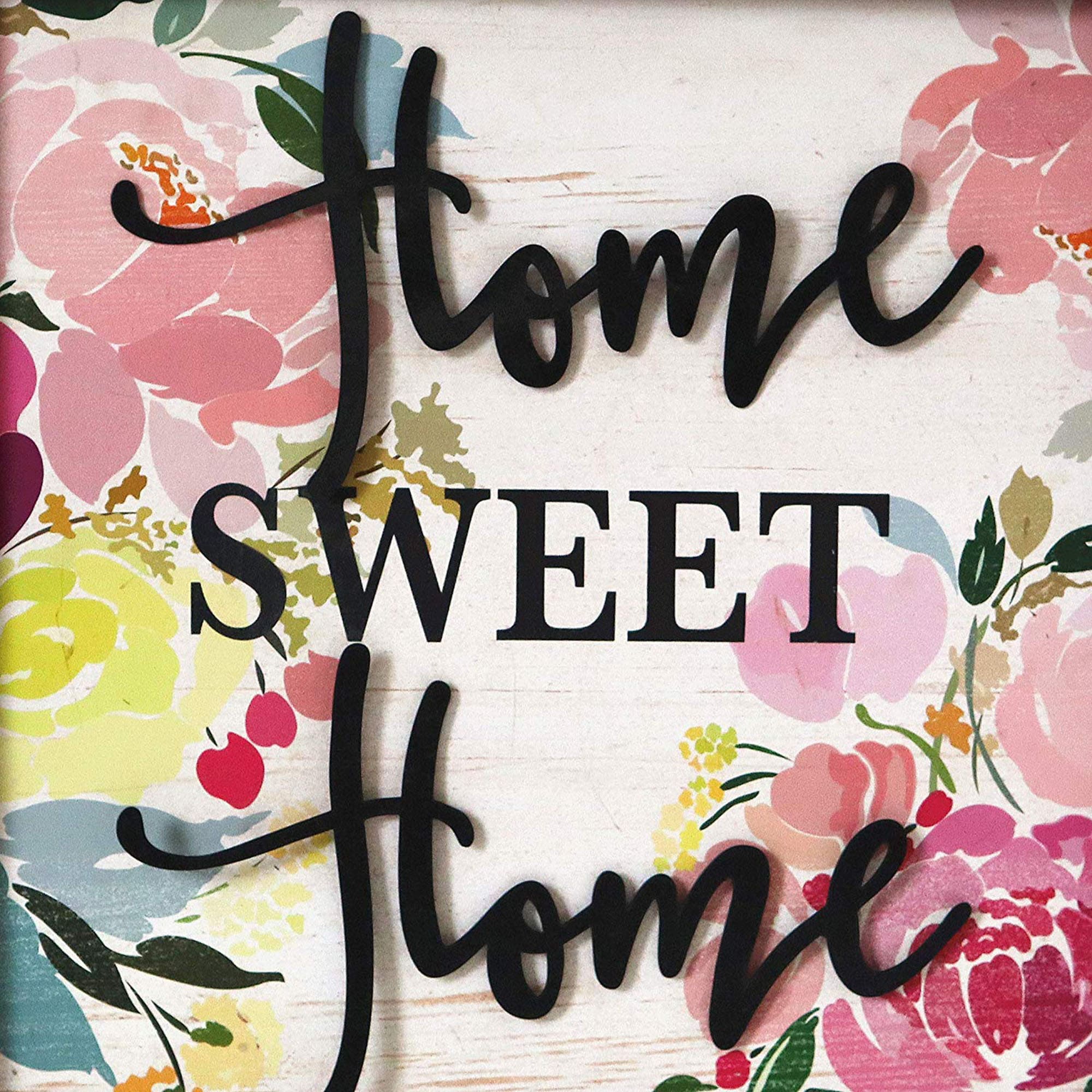 Home Sweet Home Floral Wood Wall Sign, 15.8" x 15.8"