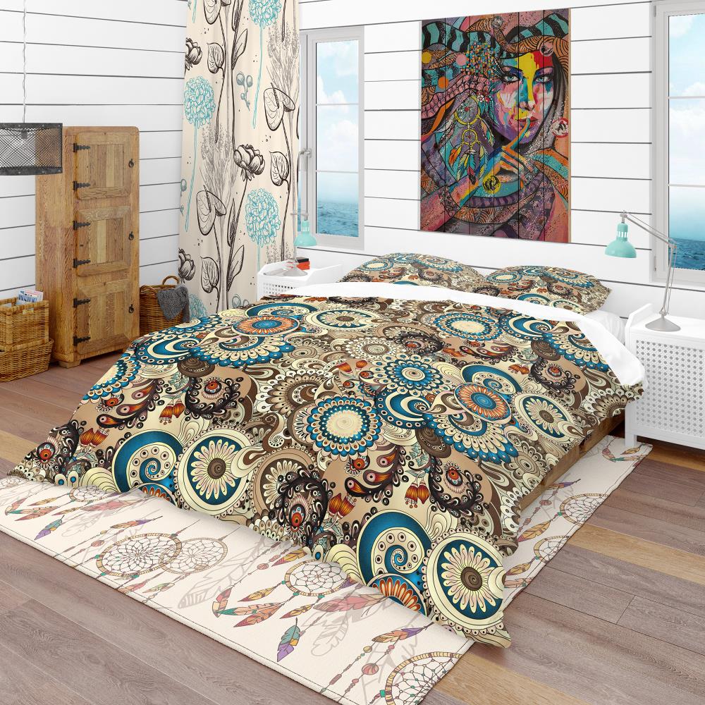 Designart BED18834-Q 3-Piece Brown Queen Duvet Cover Set