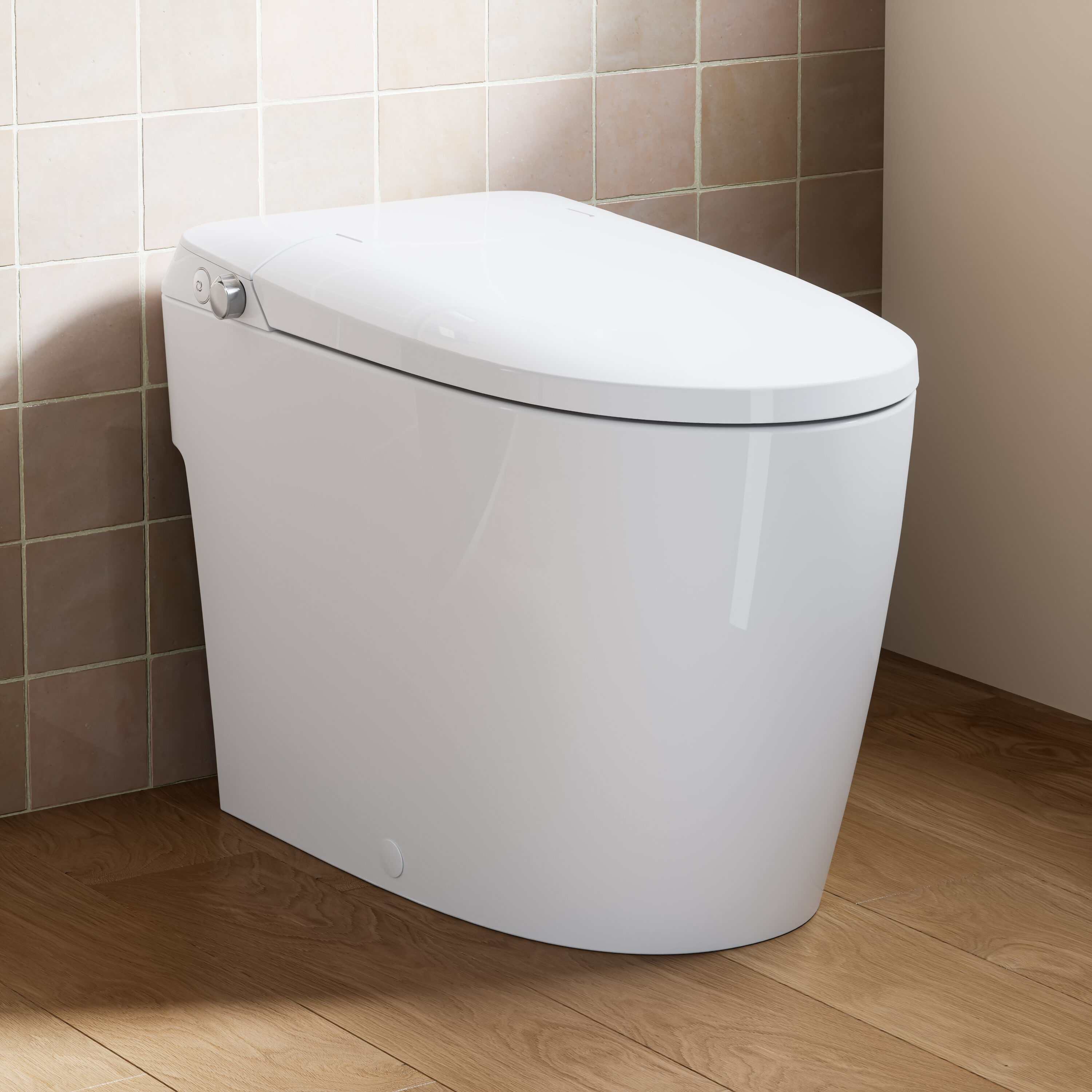 HOROW Non-Electric Elongated Bidet Toilet 1.0 GPF in White with ADA Chair Height Foot Kick to Flush Map Flush 1000 g