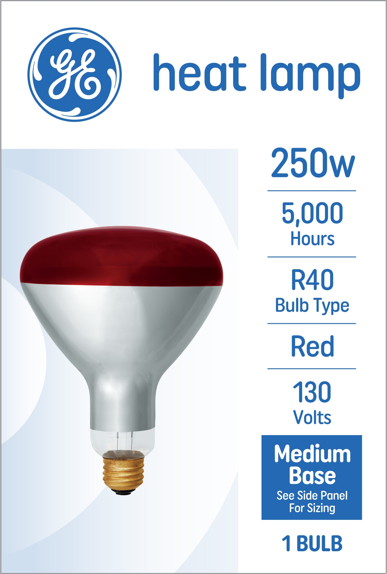 GE Heat Lamp 250-Watt EQ R40 Red Medium Base (e-26) Dimmable Incandescent  Light Bulb in the Spot  Flood Light Bulbs department at