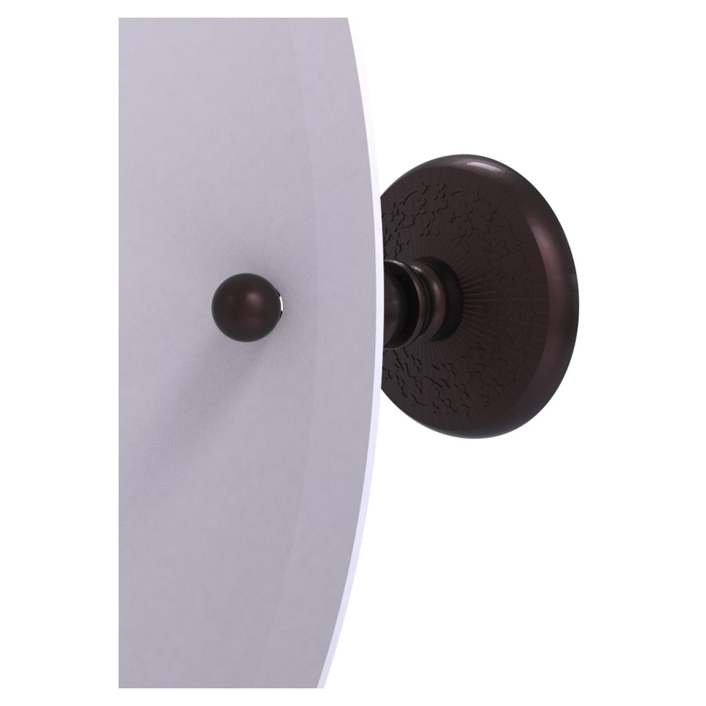 22" Frameless Round Tilt Mirror with Beveled Edge in Antique Bronze