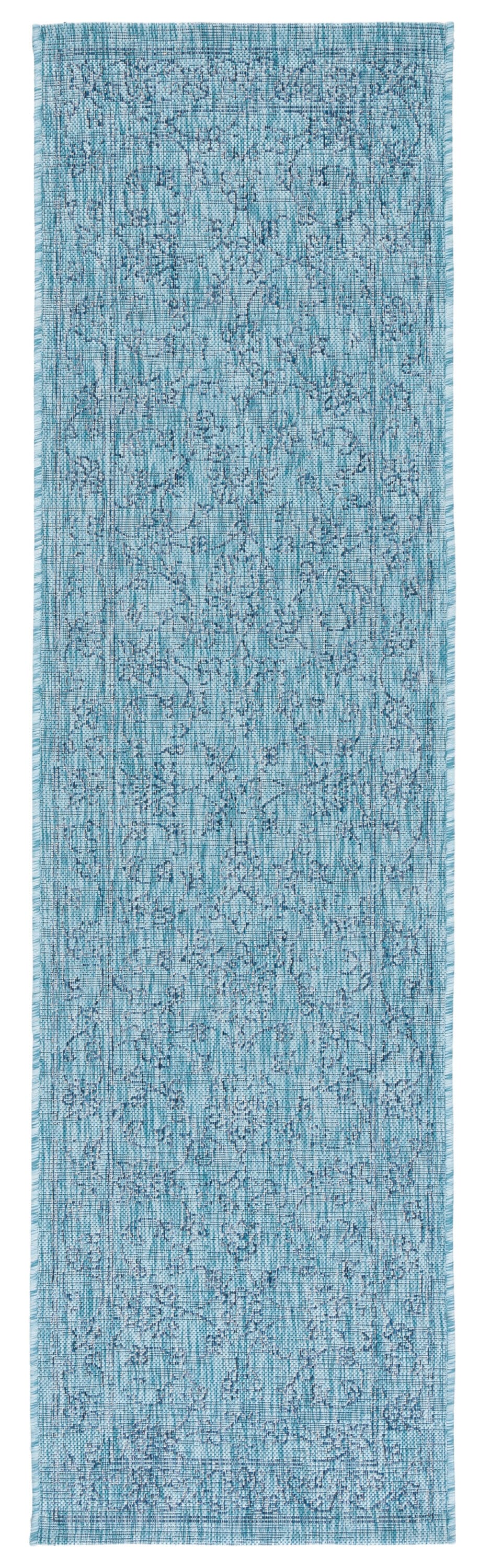 Aqua Navy Enhanced Polypropylene Indoor/Outdoor Runner Rug - 2'3" x 8'