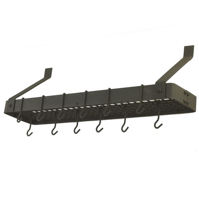 Old Dutch Graphite Wall Mount Bookshelf Pot Rack With Grid And 12 Hooks In The Racks Department At Com - Pot Rack Wall Hook