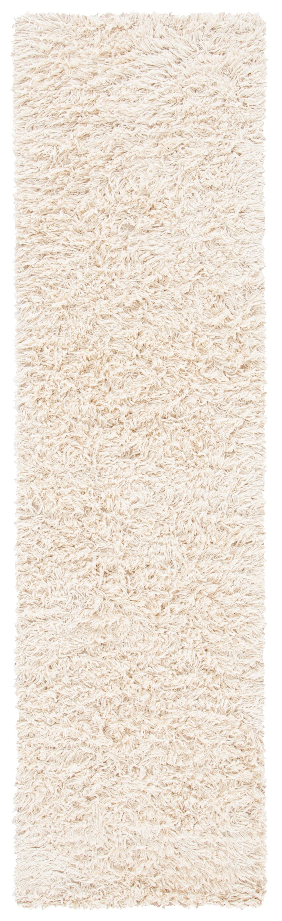 Ivory Hand-Tufted Wool and Synthetic Shag Runner Rug