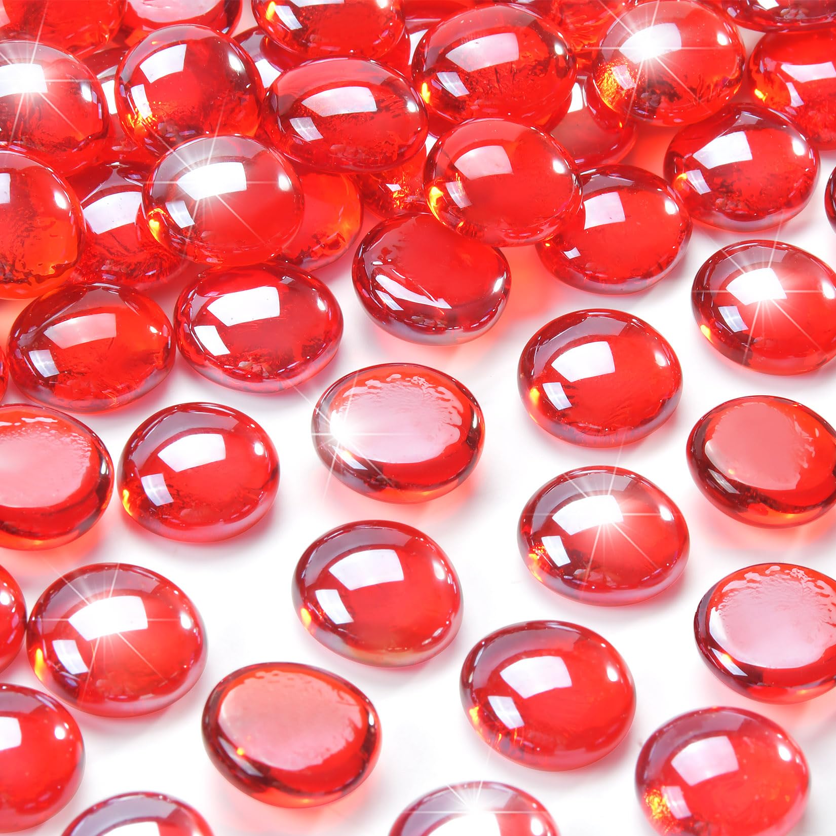 Vrbgify -  10 Pounds Ruby Red Fire Glass Beads 34 Inch Decorative Stones for Fire Pit Table Firep...