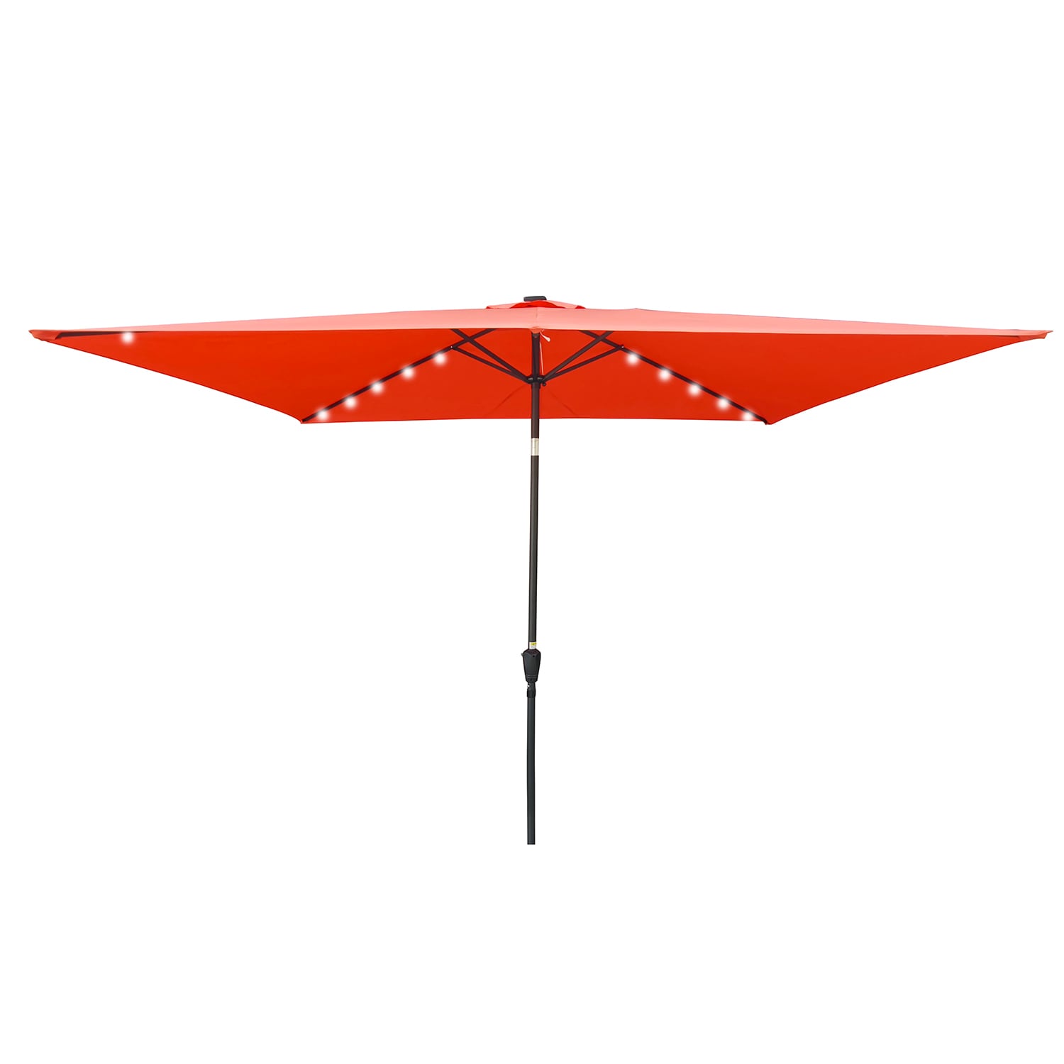 SINOFURN SYA810041RD 10-ft Steel Red Market Patio Umbrella with Lights