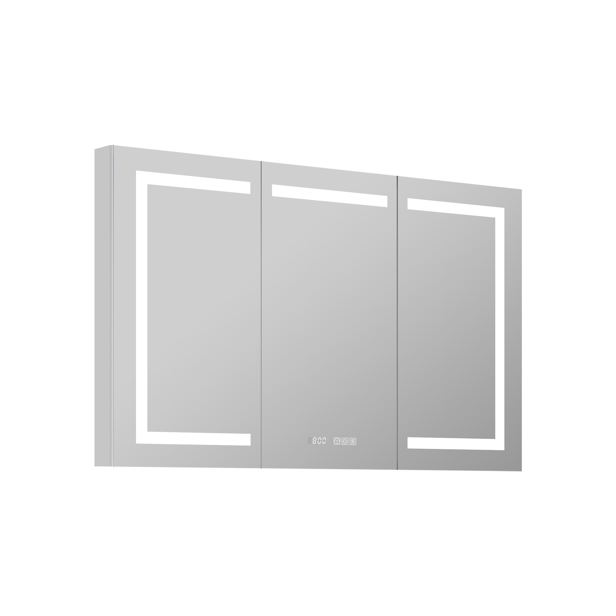 WELLFOR EX4 48-in x 32-in Lighted LED Fog Free Surface/Recessed Mount Silver Mirrored Soft Close Medicine Cabinet with Outlet