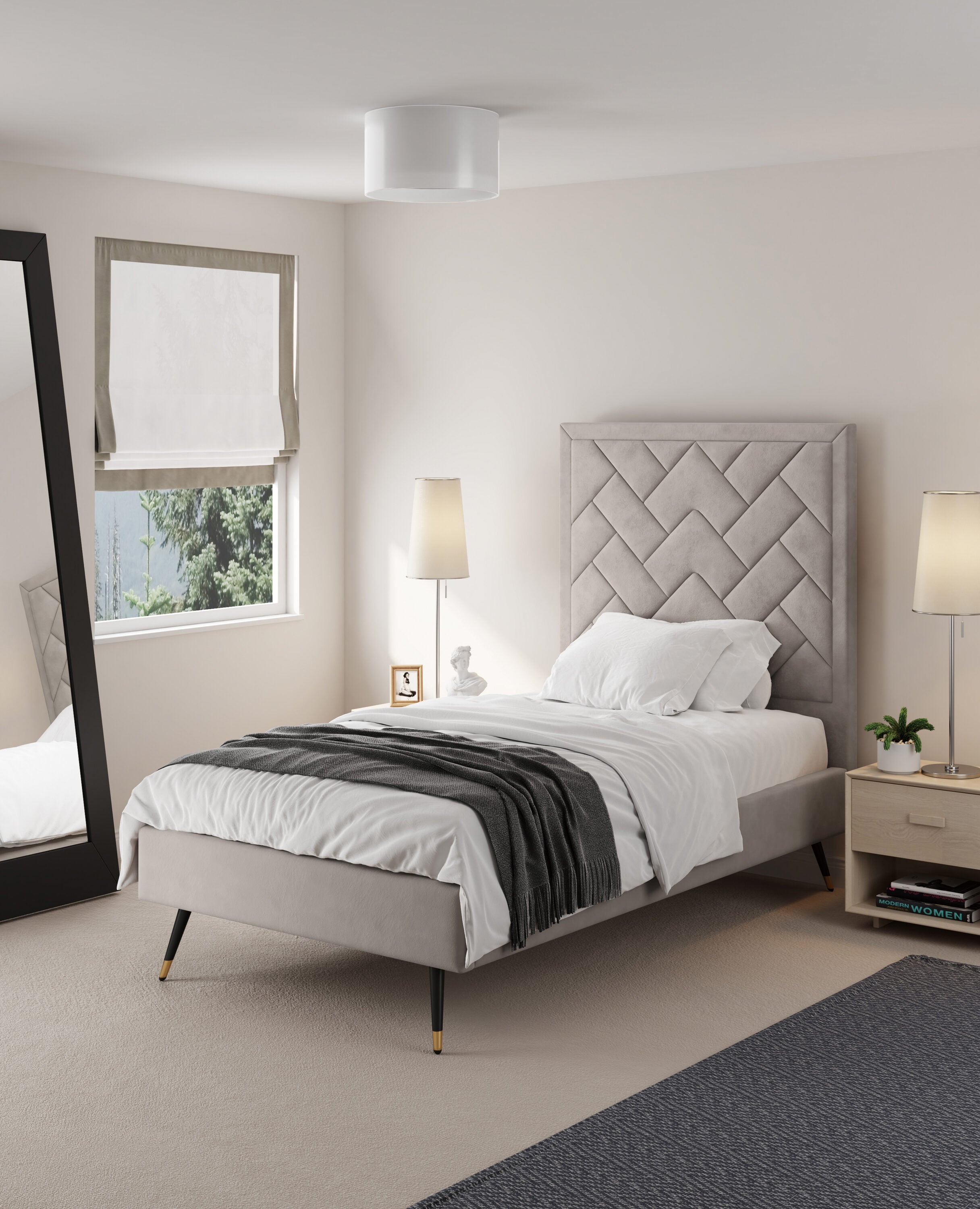 Manhattan Comfort BD009-TW-GE Greige Twin Bedroom Set