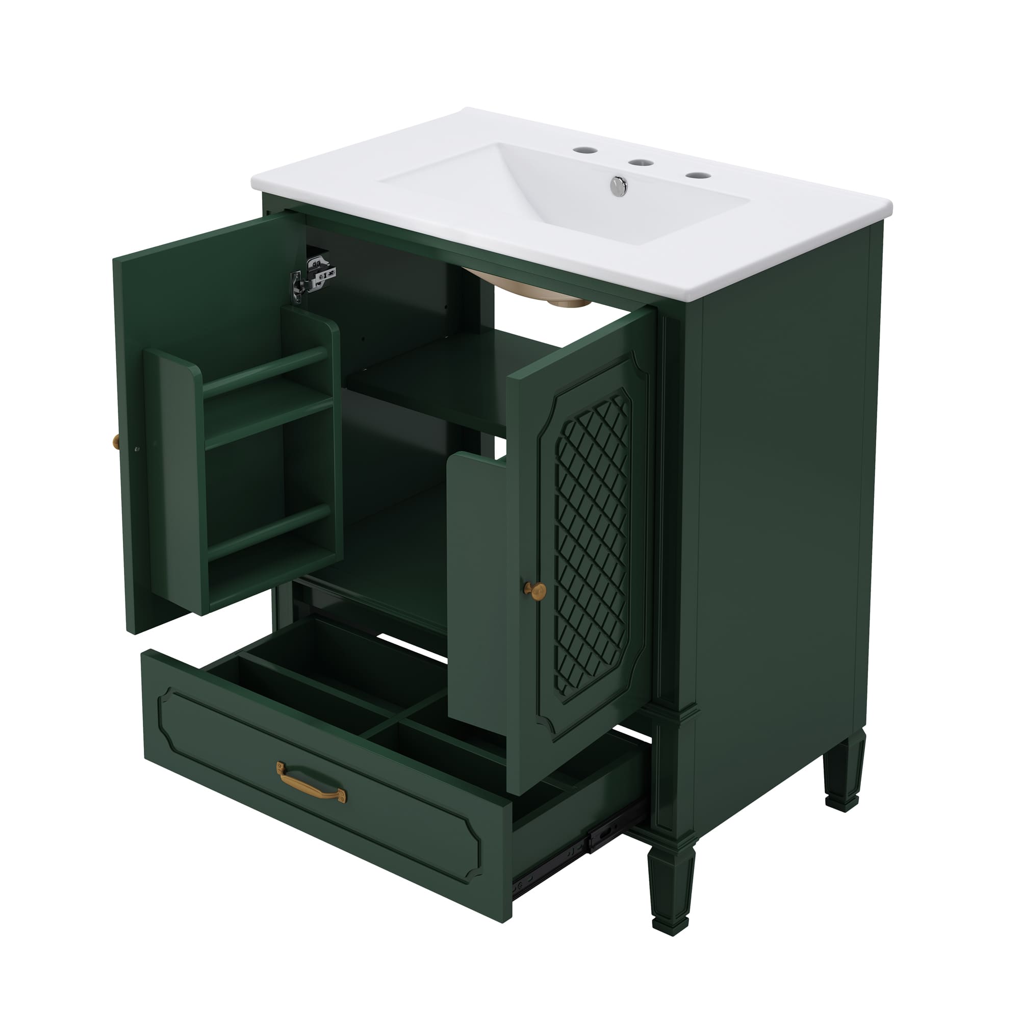Misty Moon 60 Inch Dark Green Bathroom Vanity with Double Sink Combo ...