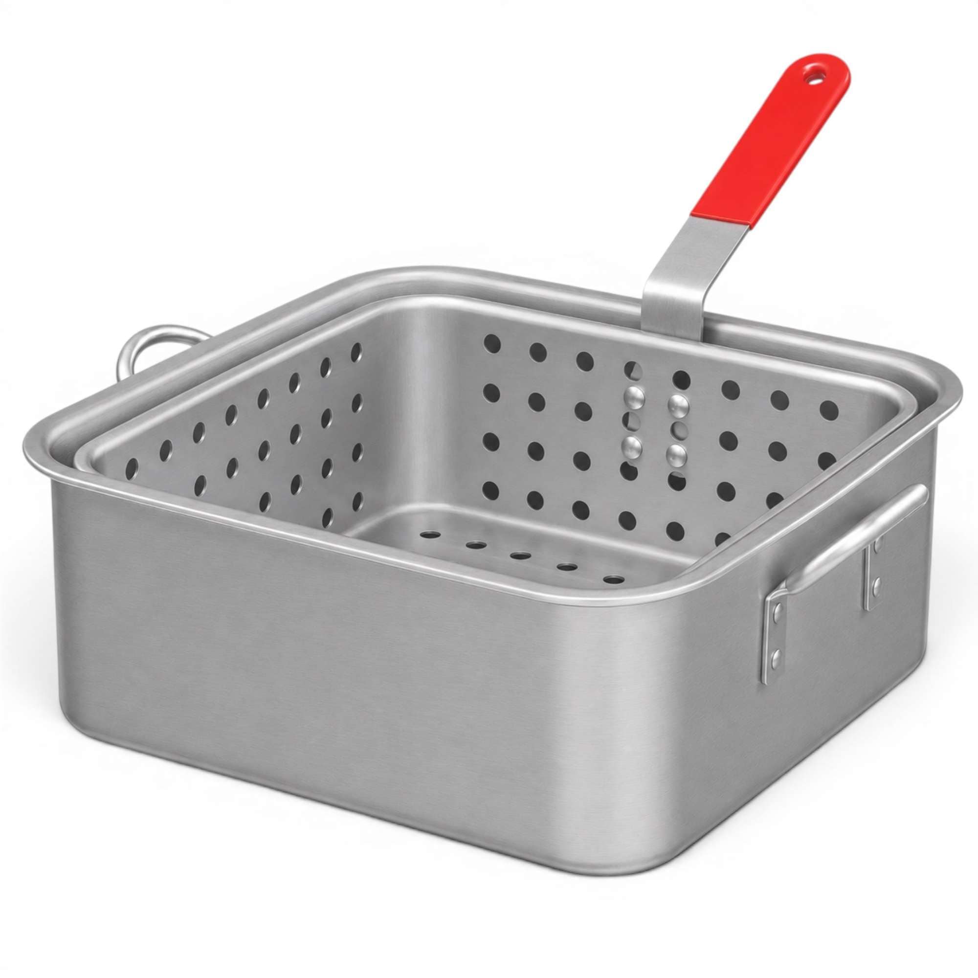 GasOne  12 QT Aluminum Fry Pot Easy Grip Handle and Perforated Strainer Basket