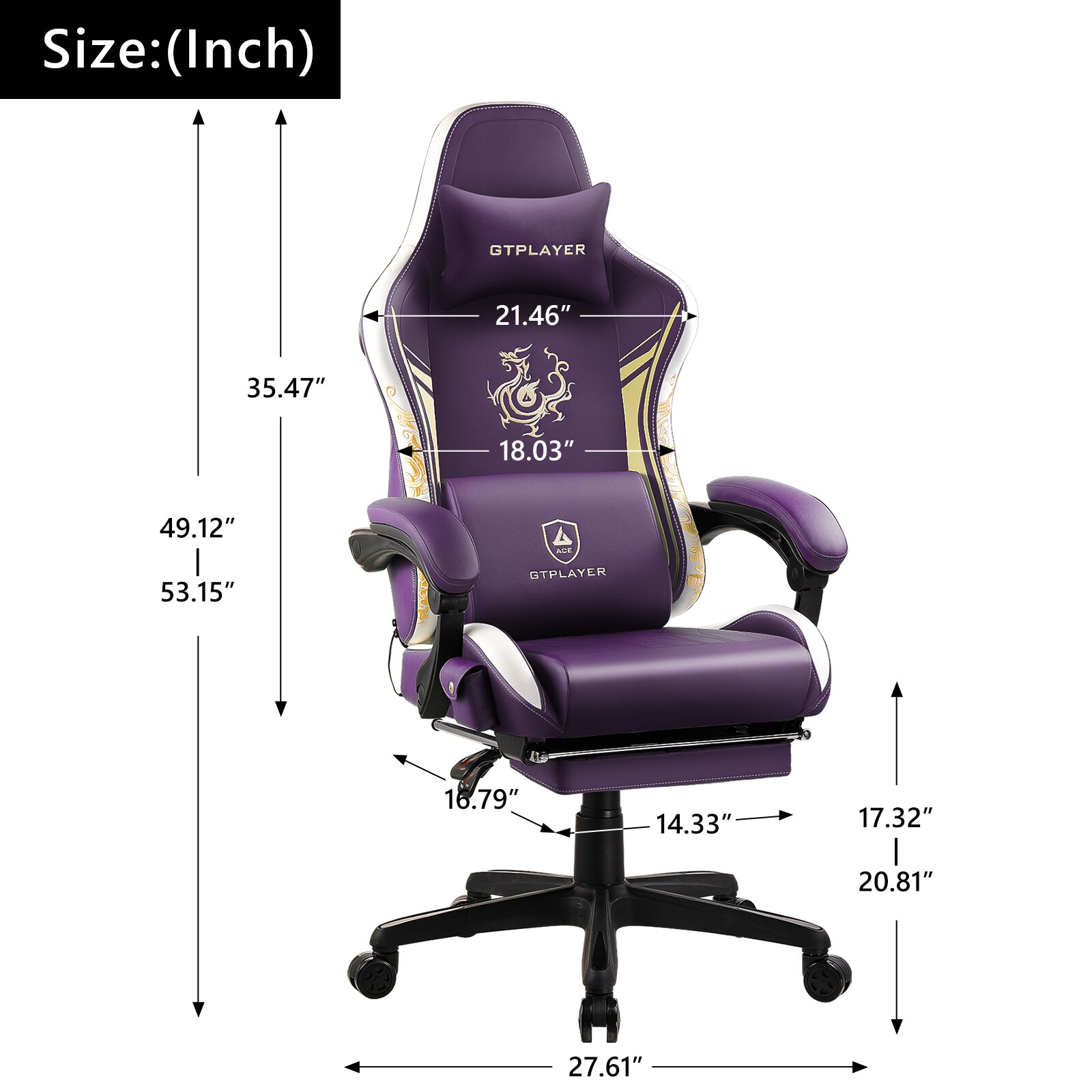 GTPLAYER LOWE'S-DRAGON-PURPLE Office-Chairs - View #2