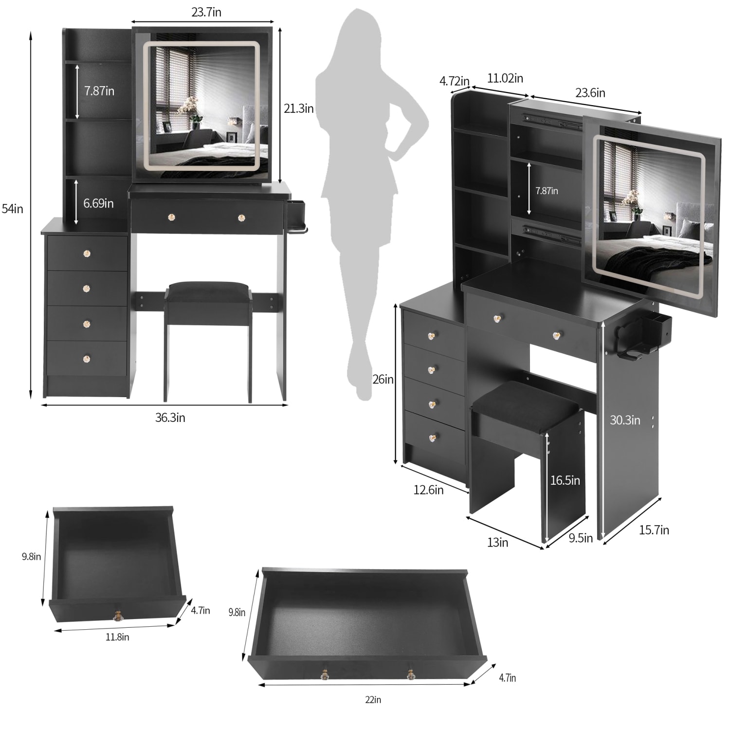 Streamdale Furniture W936P224320 Bedroom-Vanities - View #2