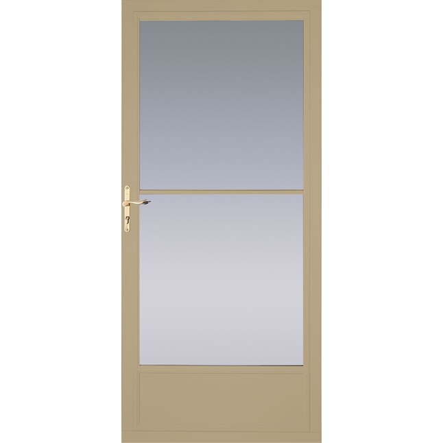 Pella 32-in x 81-in Putty Mid-View Aluminum Storm Door Pella 32-in x 81-in Putty Mid-View Aluminum Storm Door