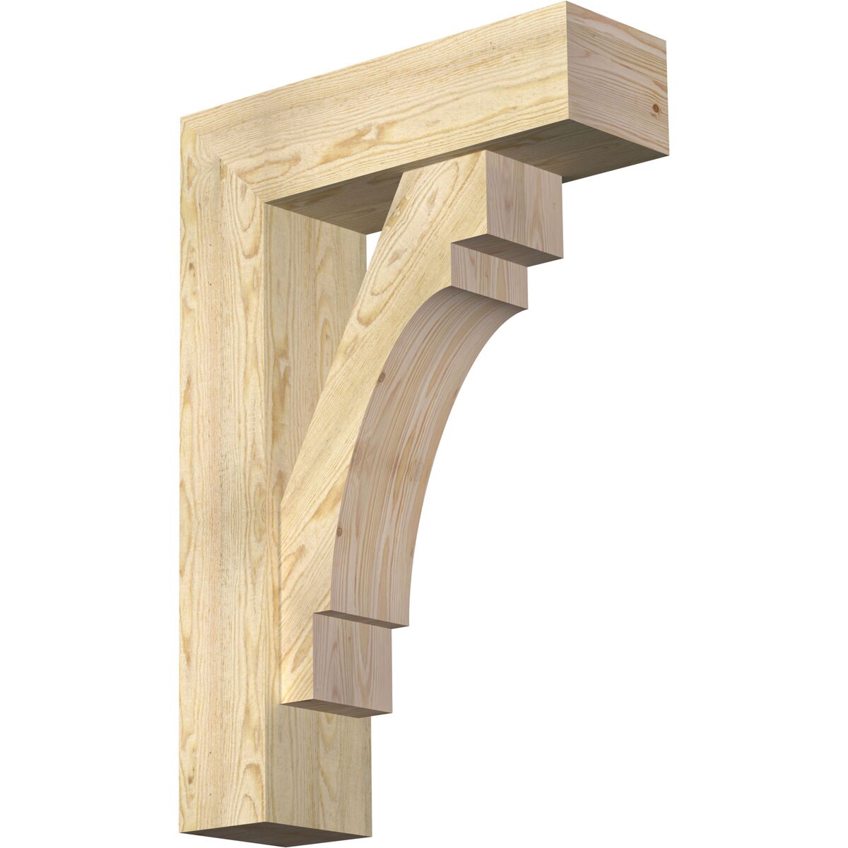 Ekena Millwork 1463281 Merced Block Rough Sawn Bracket with Offset Brace 8-in x 26-in x 38-in Douglas fir Brown Wood Standard bracket