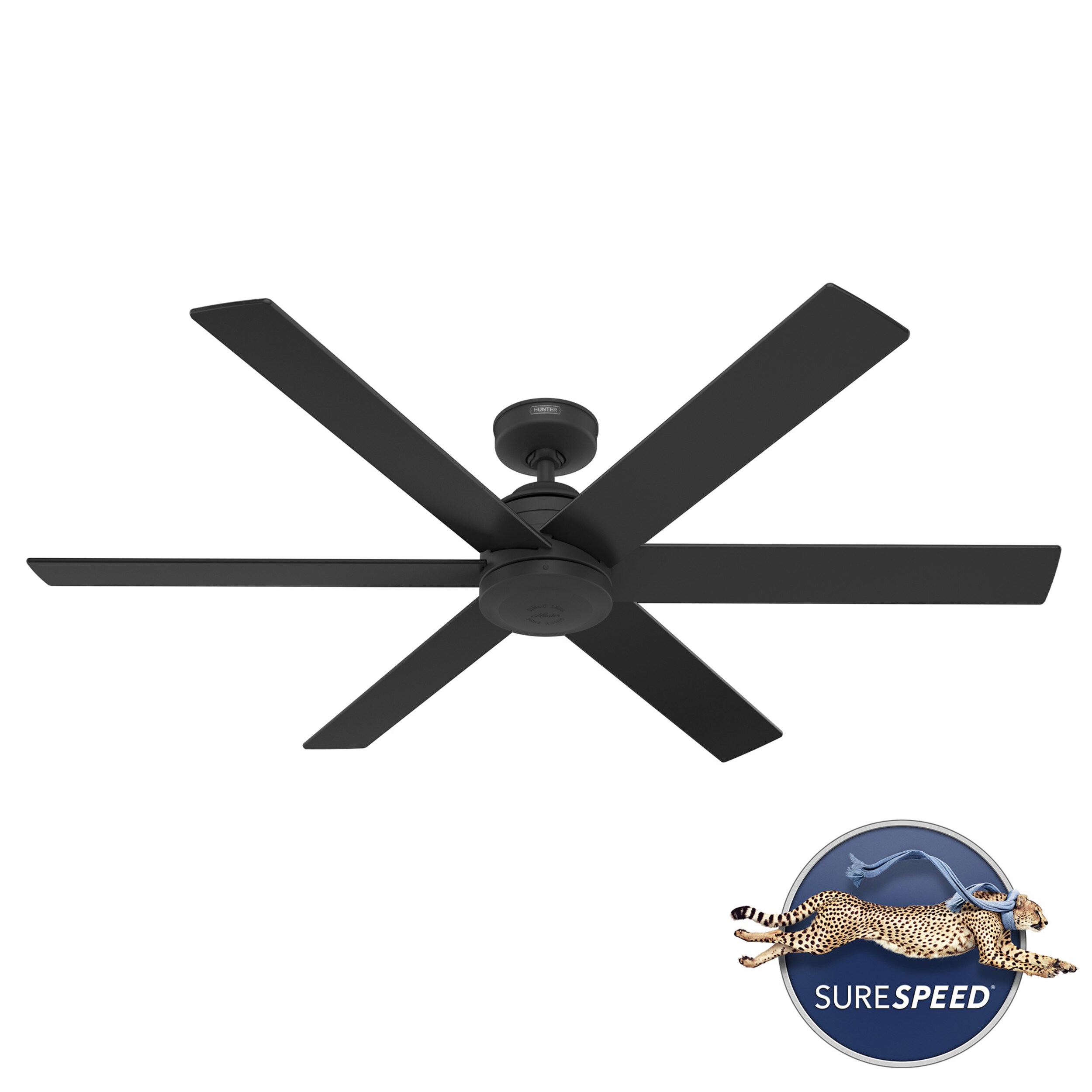 Hunter Lakeway SureSpeed 60in Matte Black Indoor/Outdoor Ceiling Fan