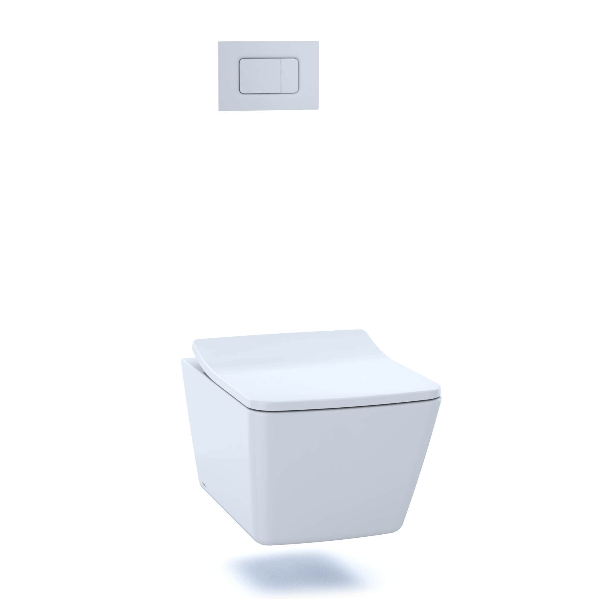 TOTO White Matte Square Standard height Wall-hung Rough-In WaterSense 1.0 GPF Soft Close 1-piece back-to-wall Toilet