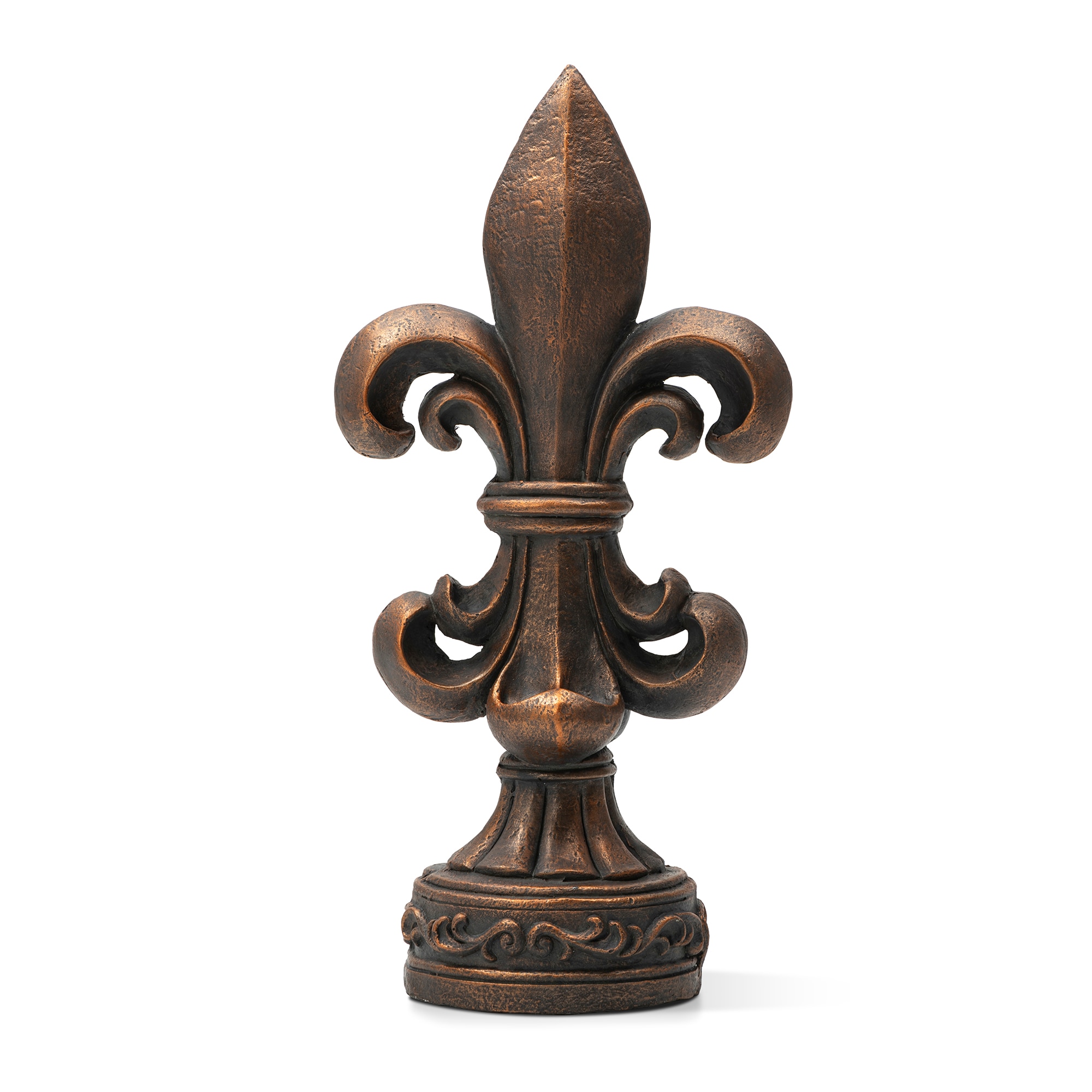 Glitzhome 2025400036 29.53-Inches H x 15.16-Inches W Bronze Fleur de Lis Garden Statue