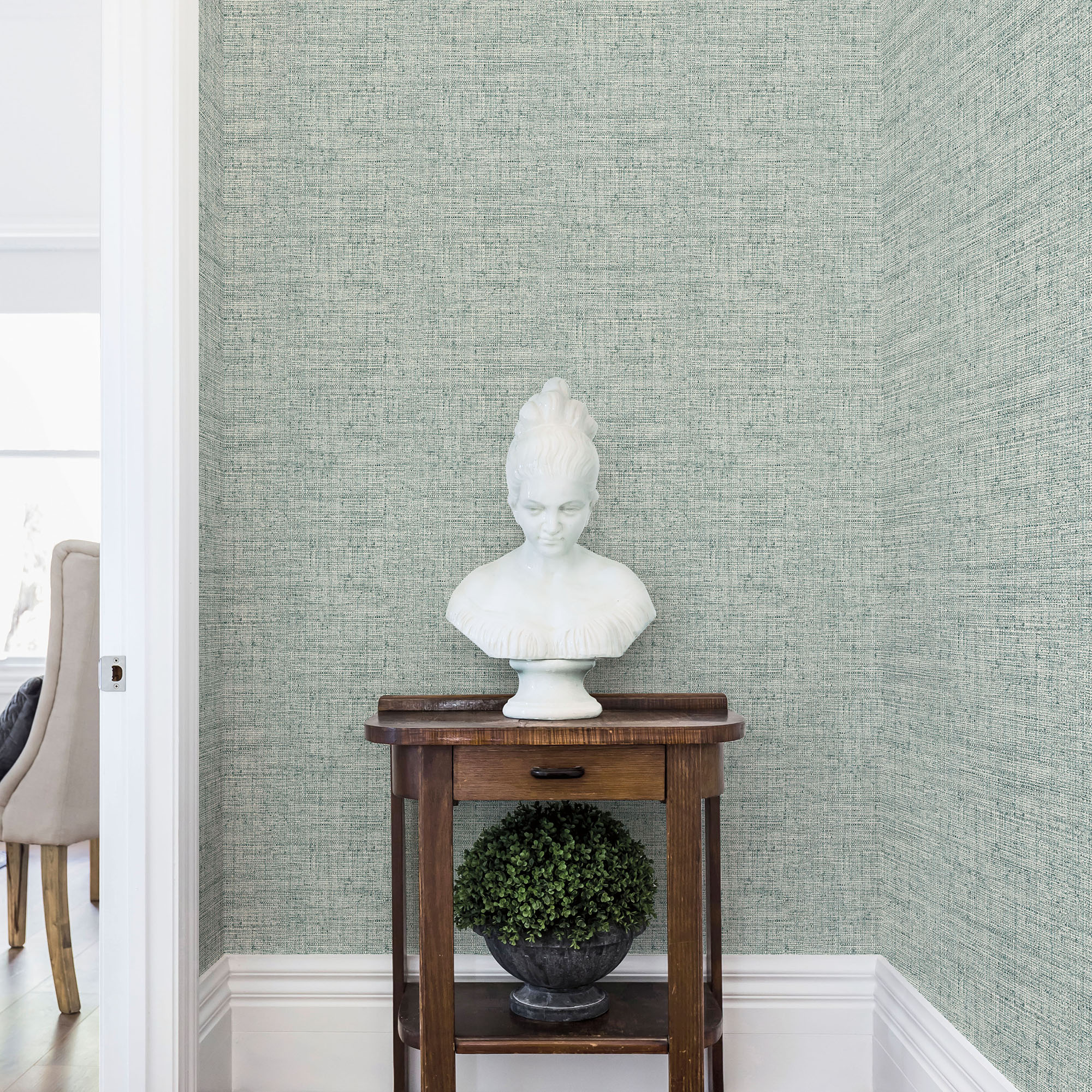 Blue Papyrus Weave Peel and Stick Grasscloth Wallpaper