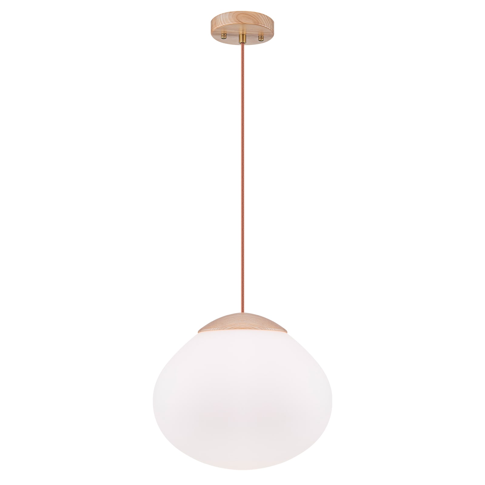 MENCOLULU Teardrop-Shaped Opal Glass Pendant Lighting 1 -Light Brown Mid-century White glass Globe Medium Hanging Convertible pendant/Semi-flush Light