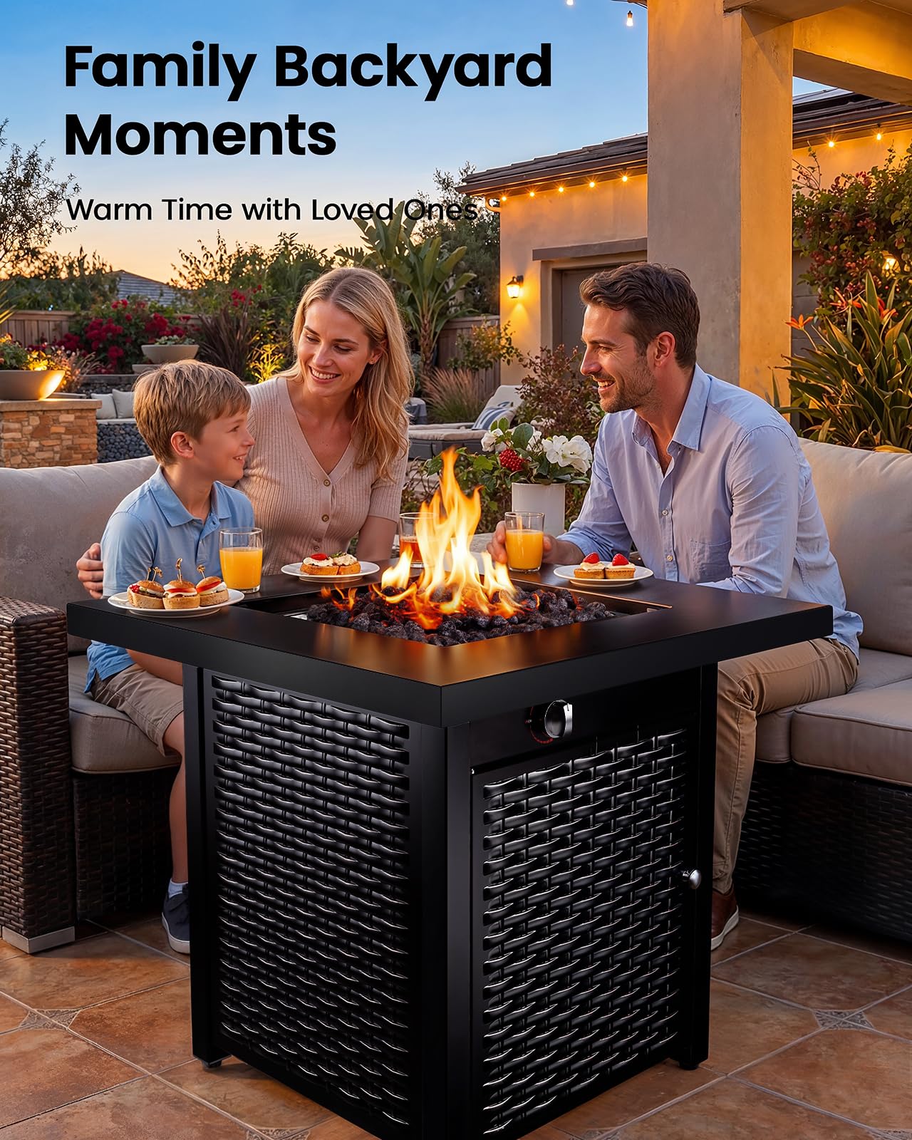 CYIKE 28 Inch Propane Fire Pit Table Outdoor CSA Listed Steel Gas Fire ...