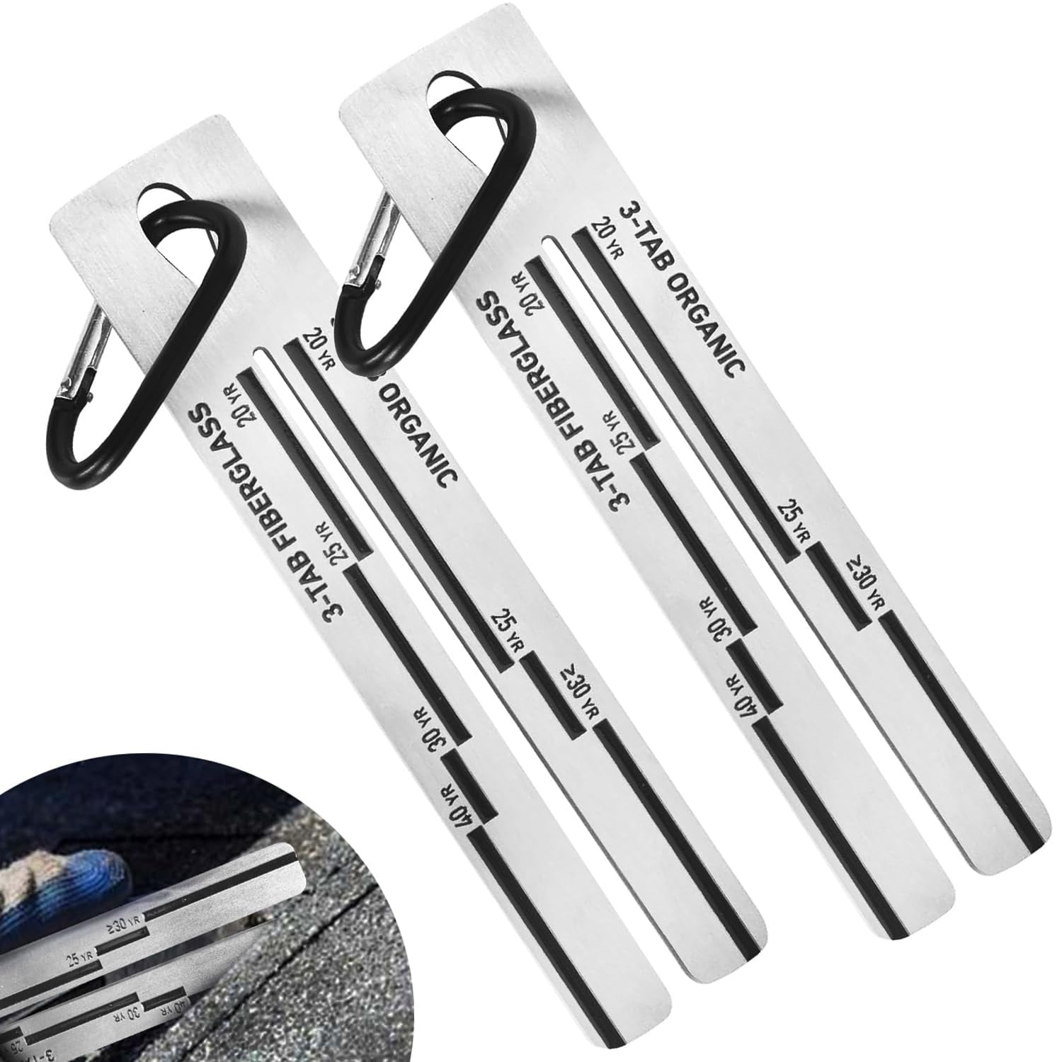 Etokfoks  4 09 Shingle Gauge 2 Pack Measuring Tool for Roof Roof Pitch Gauge with Carabiner Roofing for Measuring The Thickness of Roof Tiles