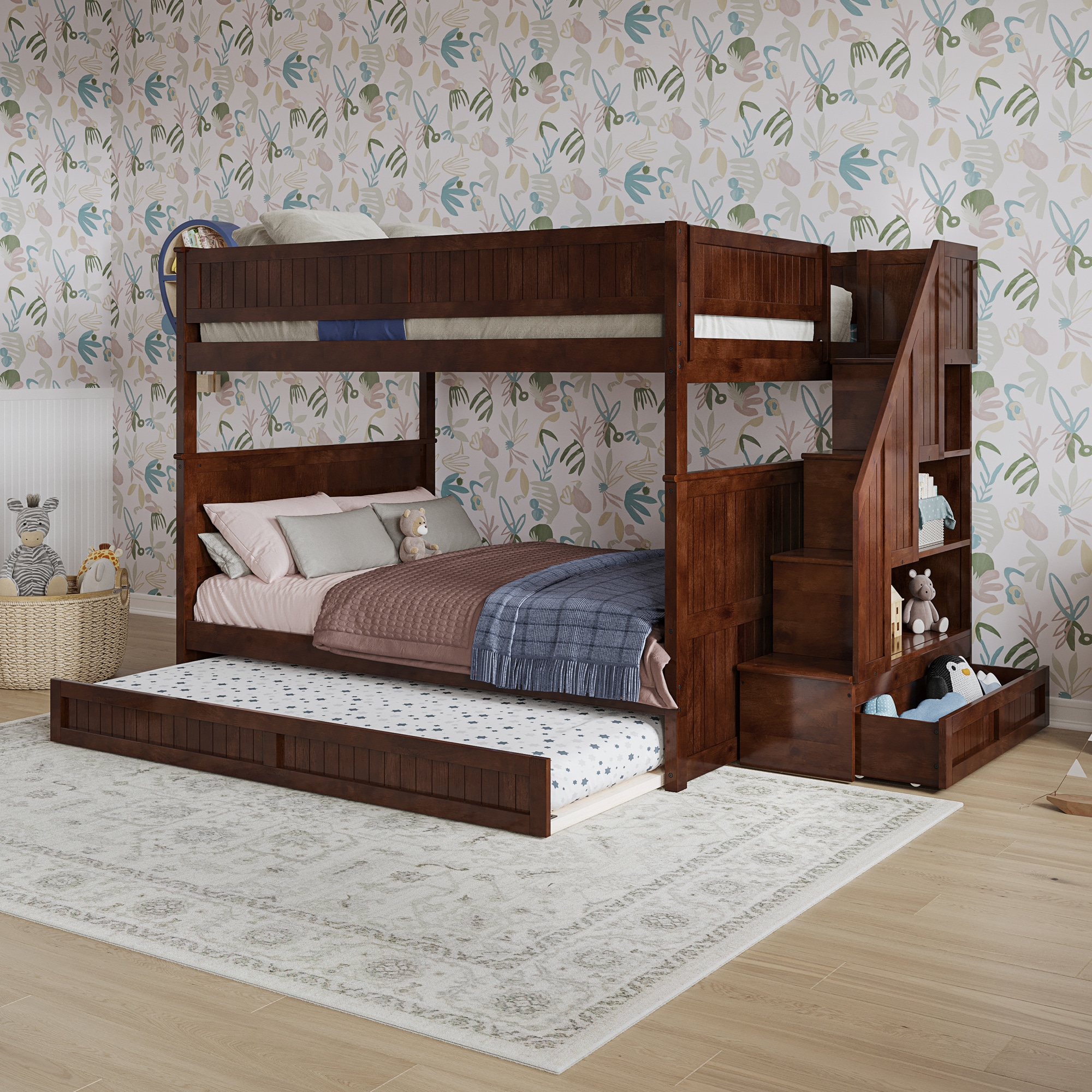 AFI AB68884 Dover Bunk Bed Walnut Full over full Bunk Bed
