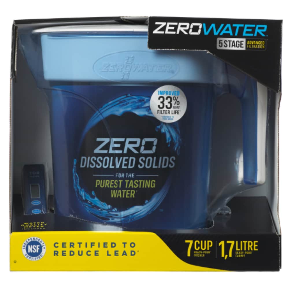 Zero Odor - ZeroWater Ready Pour 7 cups Blue Water Filtration Pitcher