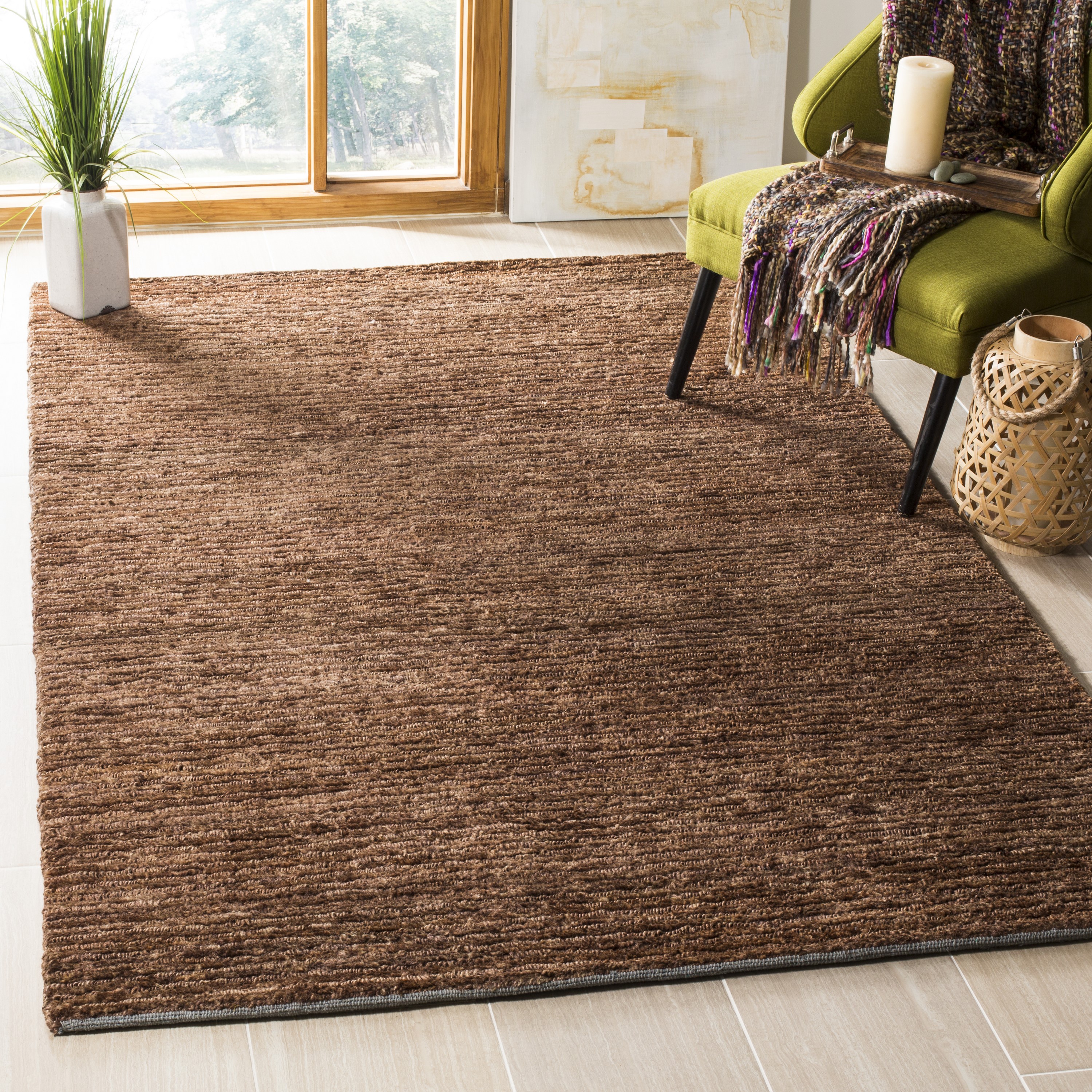 Handmade Brown Wool Reversible 8' x 10' Area Rug