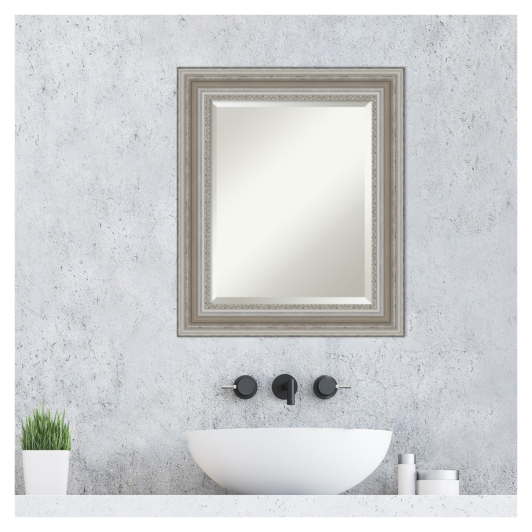 Amanti Art Parlor Frame 21.5-in x 25.5-in Bathroom Vanity Mirror ...