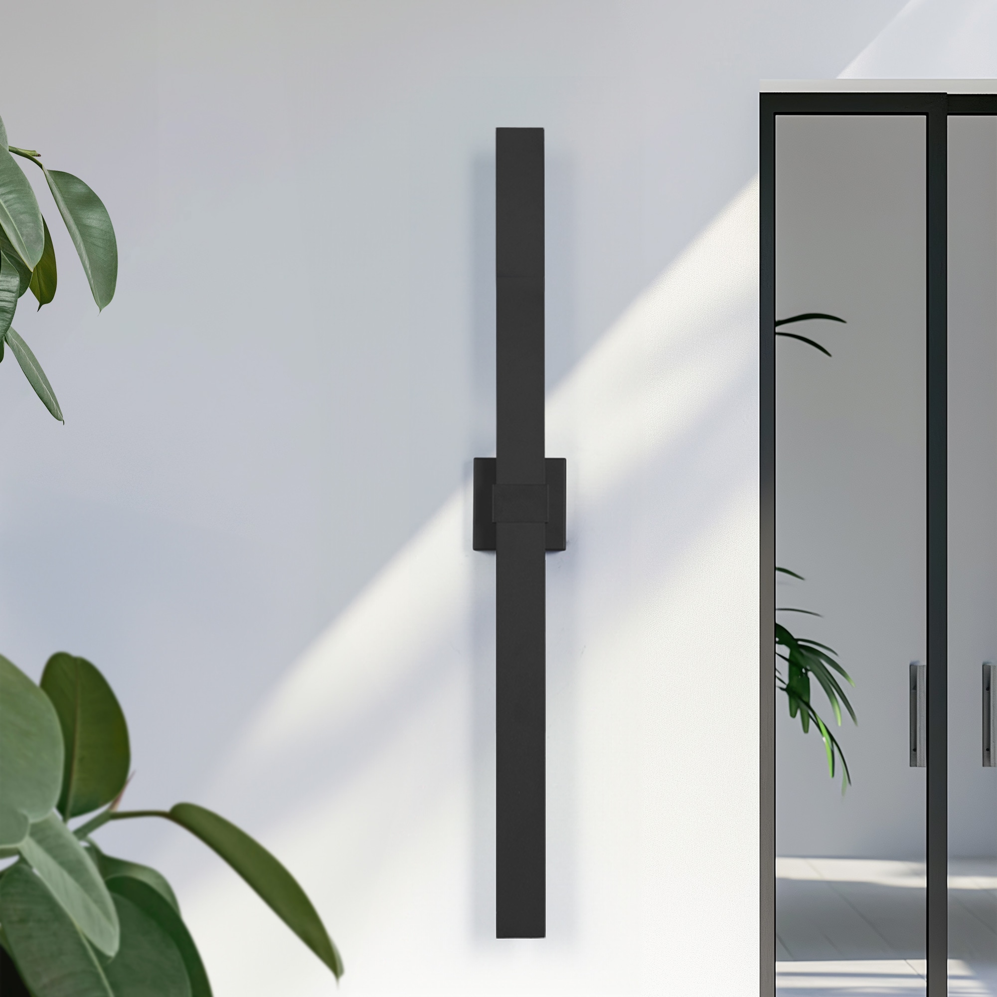 LamQee 06FTL0276EBK Wall Sconce 63-in H Matte Black Hardwired Integrated LED Outdoor Wall Light