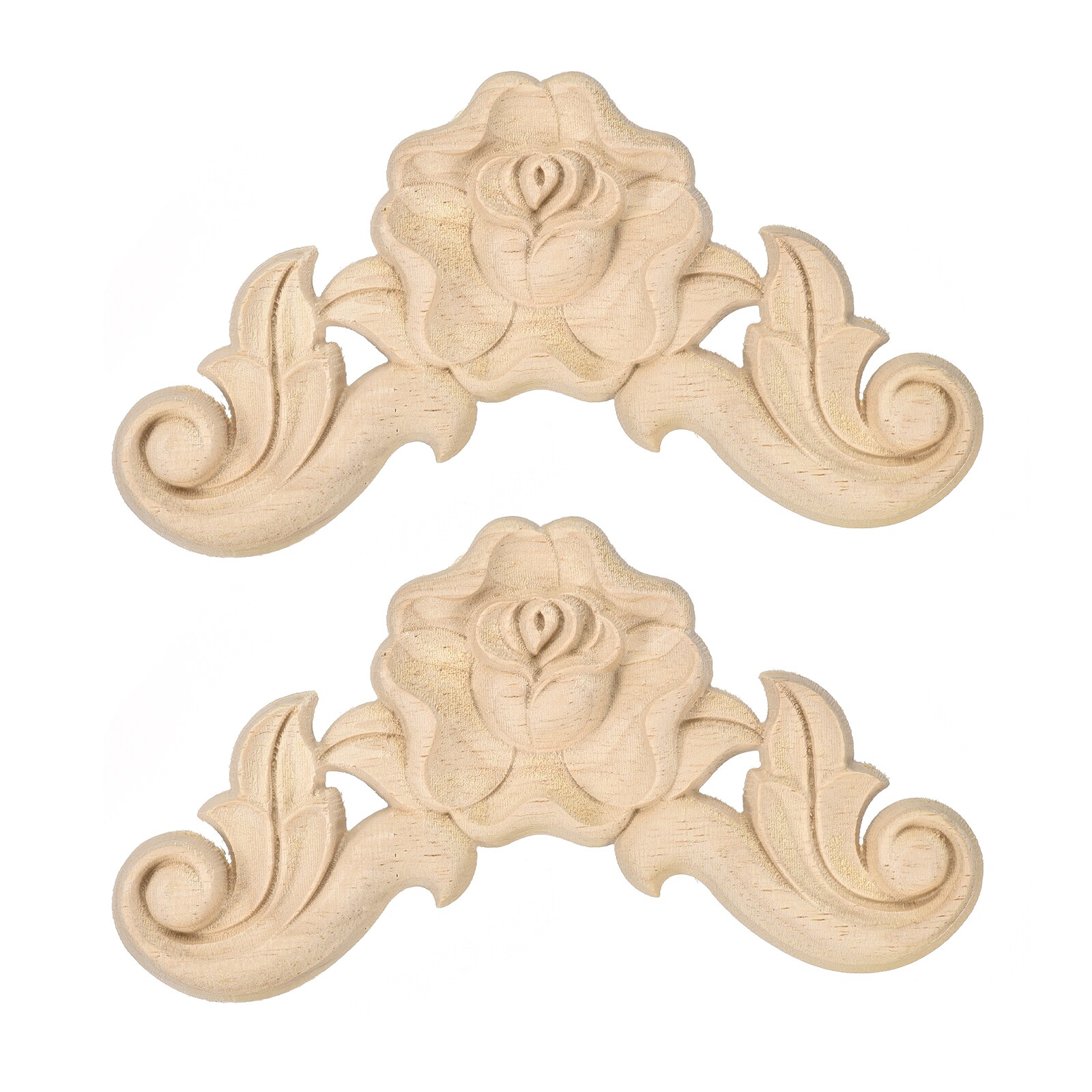 Unique Bargains 2pcs Wood Carved Appliques Unpainted Decorative Carving Decals for Bed Door Cabinet Dresser Furniture Decoration DIY 10x10cm/3.94x3.94 Inch #S25093001UX3802