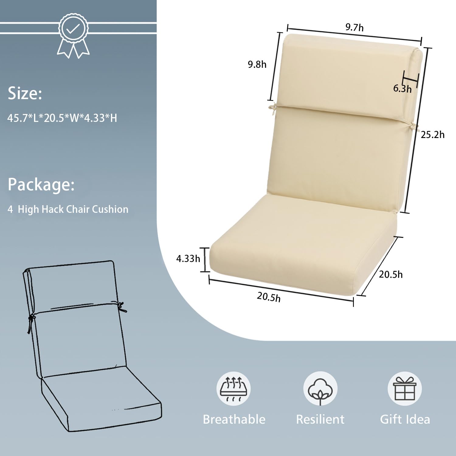 Aoodor A050-PLNLN Patio-Furniture-Cushions - View #3