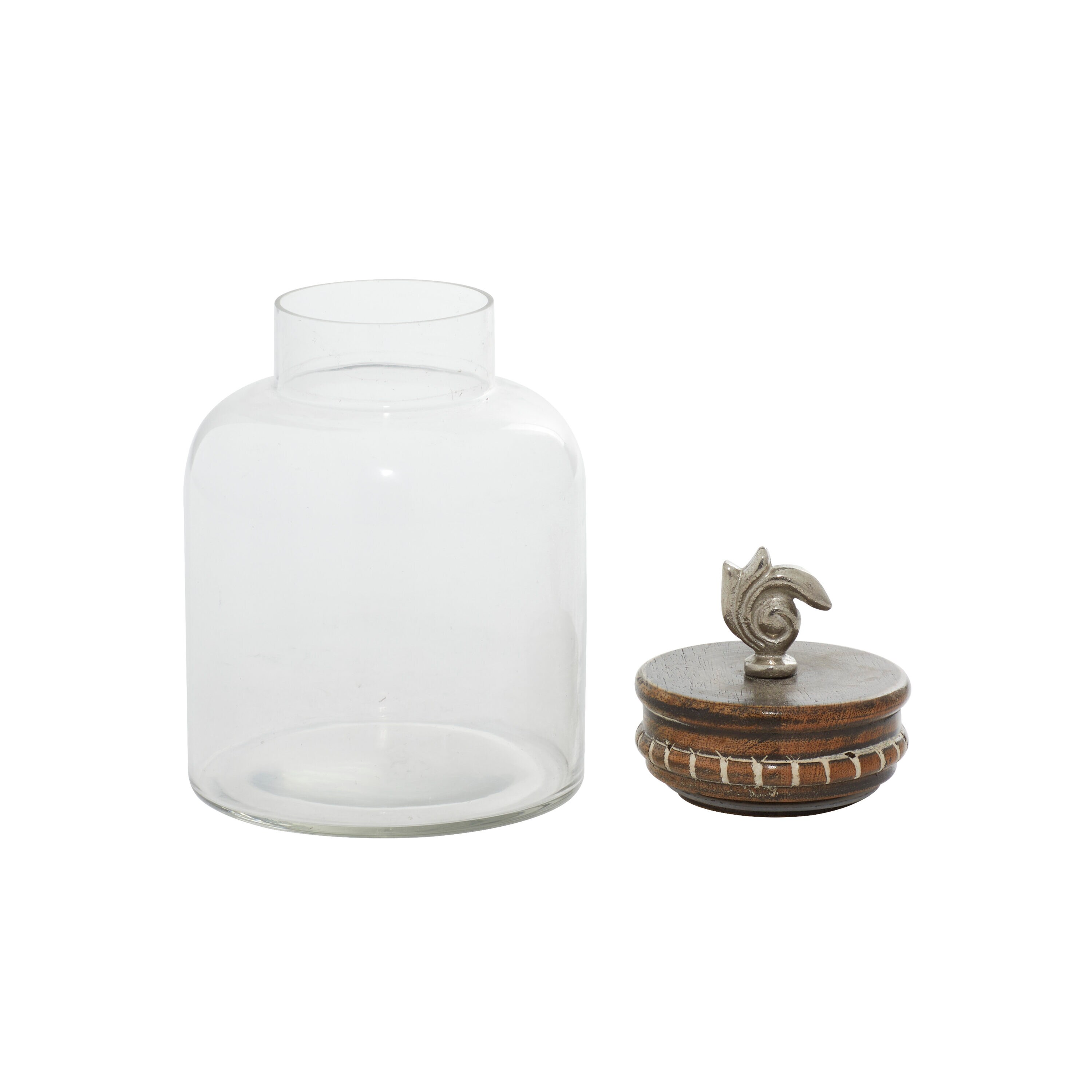 Clear Glass Decorative Jars with Wood Lids (Set of 3)