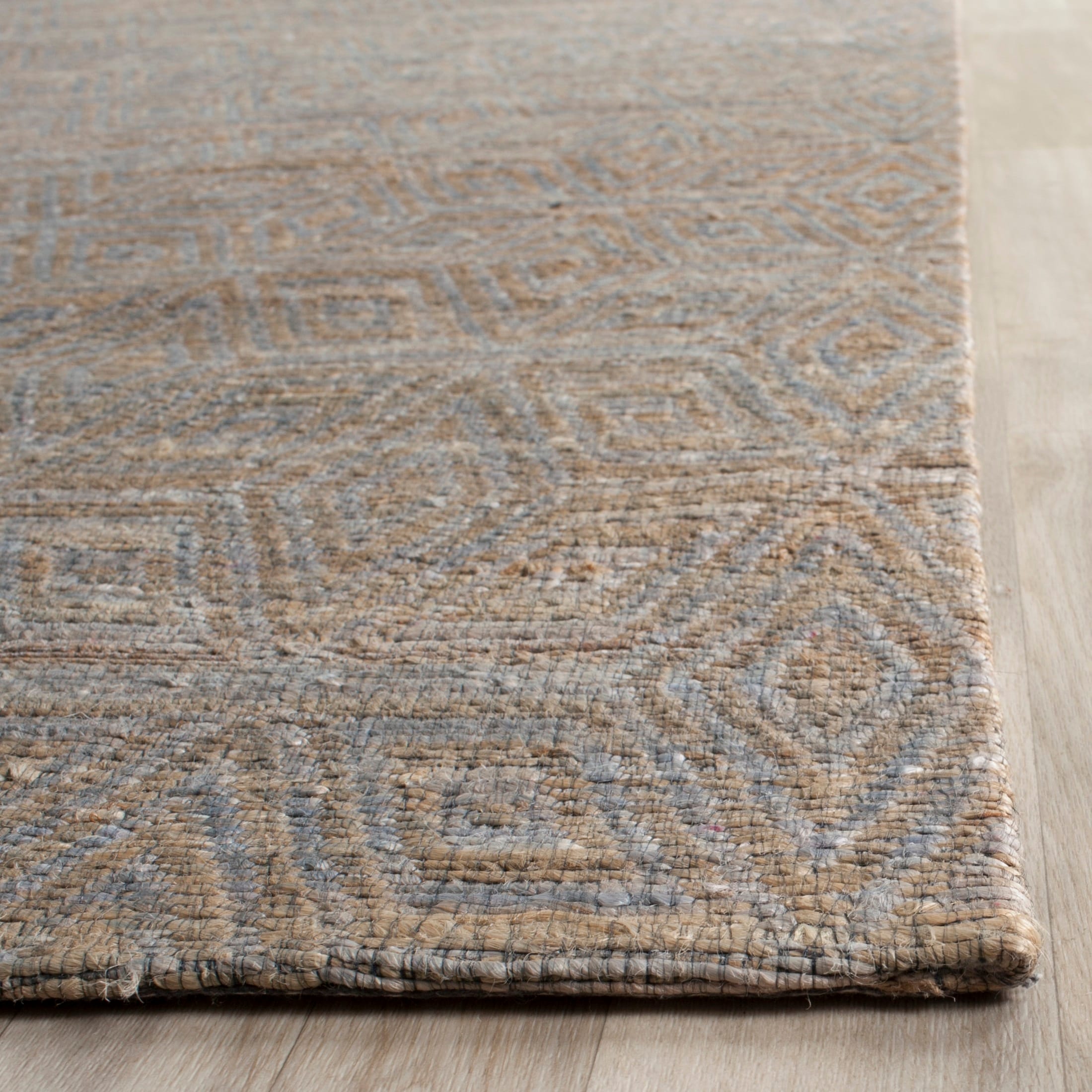 Boho-Chic Gray Cotton Square Hand-Knotted Area Rug