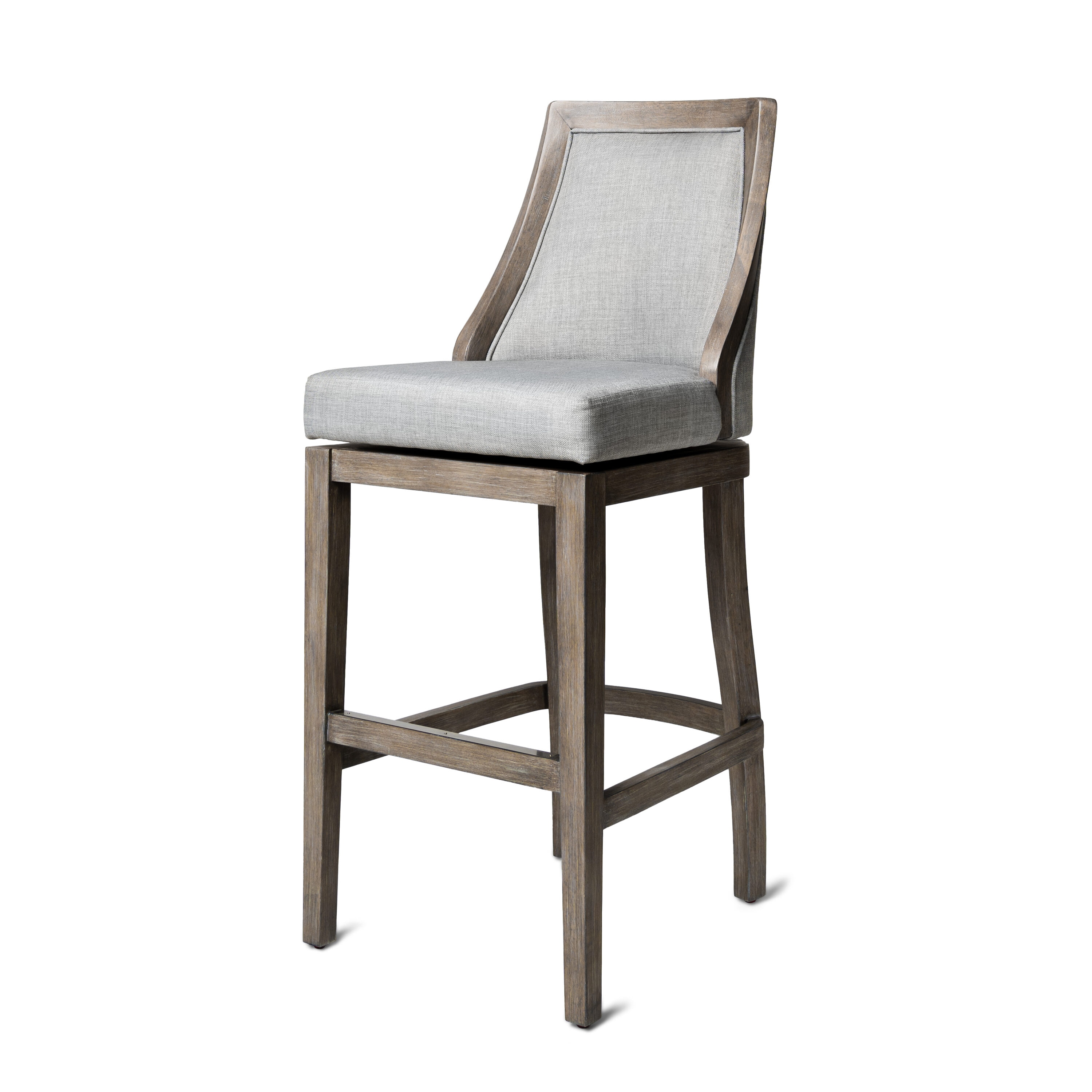 Maven Lane ML101114-FBS-RO 31in Vienna Bar Stool in Reclaimed Oak Finish with Ash Grey Fabric Upholstery