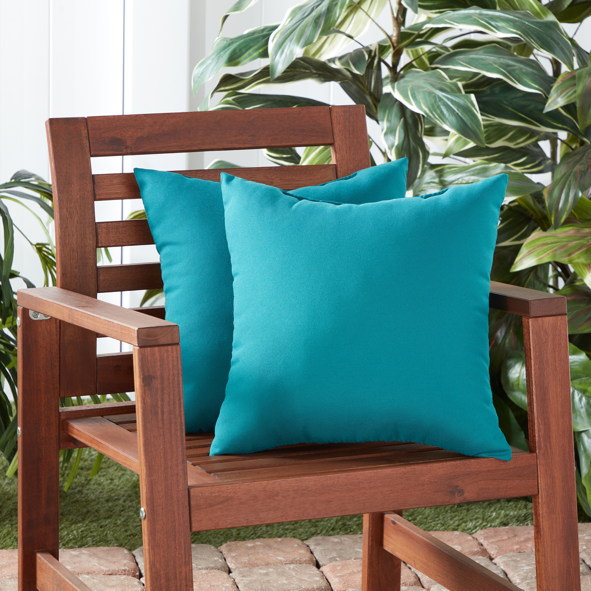Greendale Home Fashions OC4803S2-PEACOCK Outdoor-Accent-Pillows - View #2