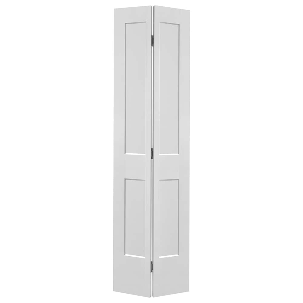 Masonite 641064 Logan Series 24-in x 80-in Primed 2-panel square Smooth Hollow core Primed Molded composite Closet Bifold Door ( Hardware Included )