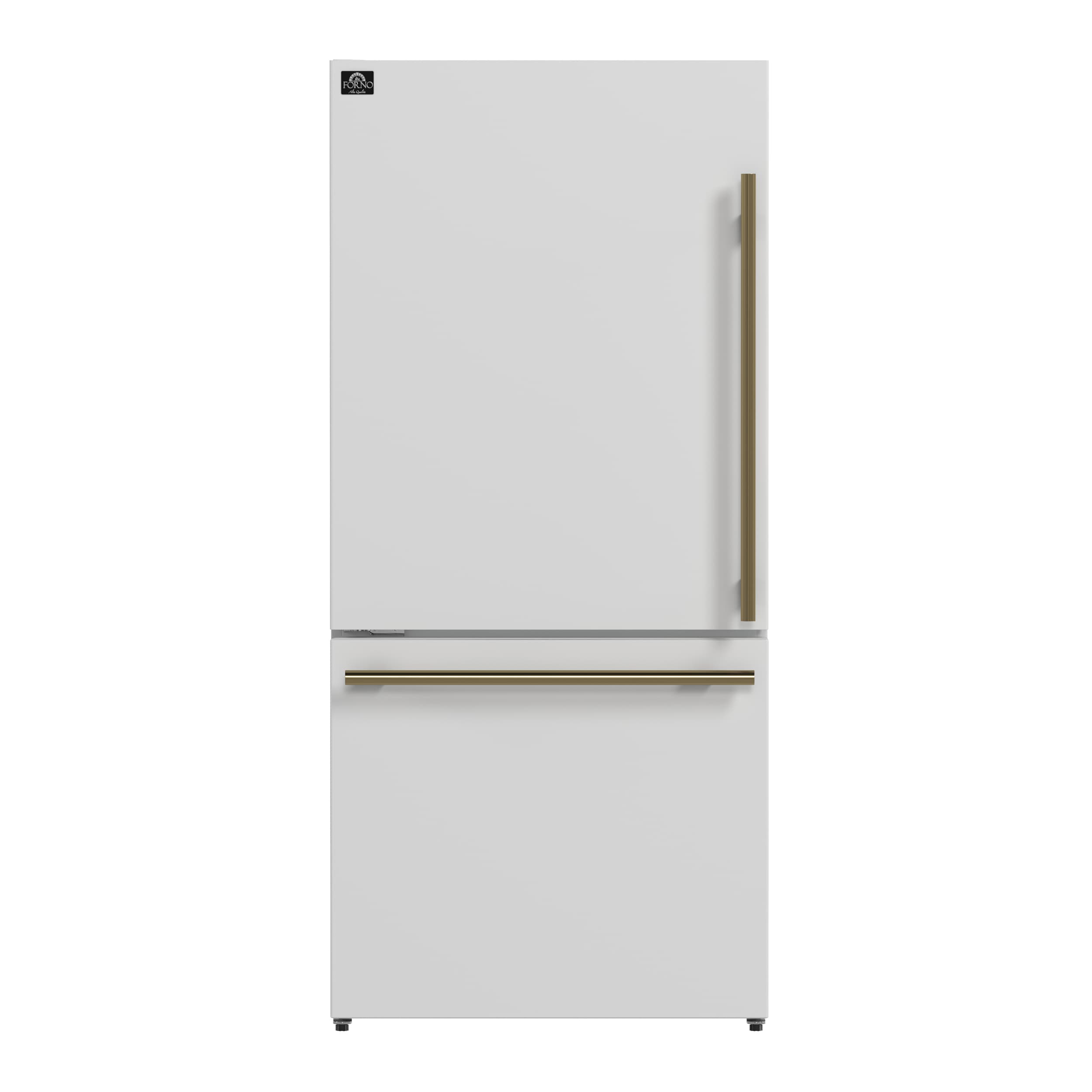 FORNO FFFFD1786-31WHT Milano Espresso 17.2-cu ft Counter-Depth Bottom-Freezer Refrigerator with Ice Maker ( White ) ENERGY STAR Certified
