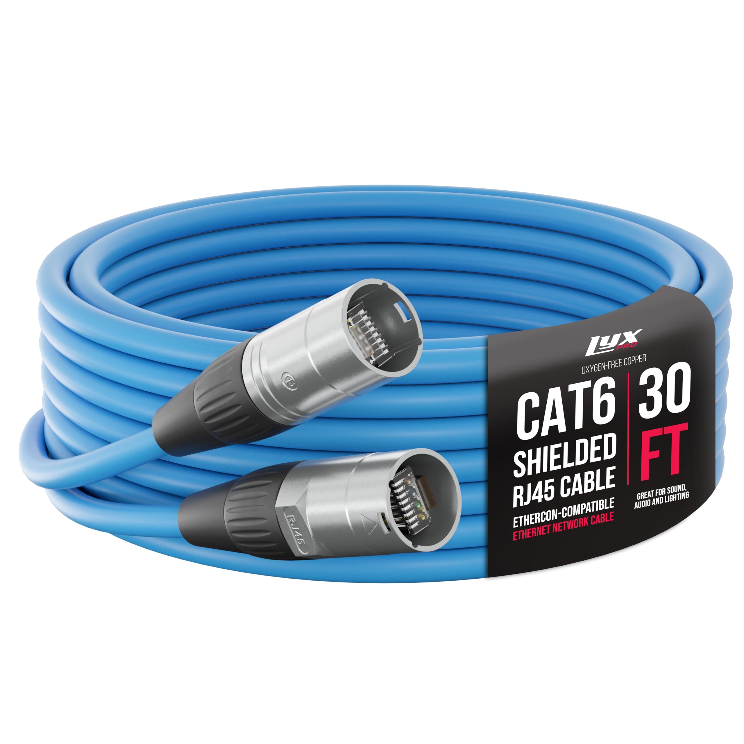 LyxPro Shielded Cat6 Cable - RJ45 Ethercon Cable - Male to Male