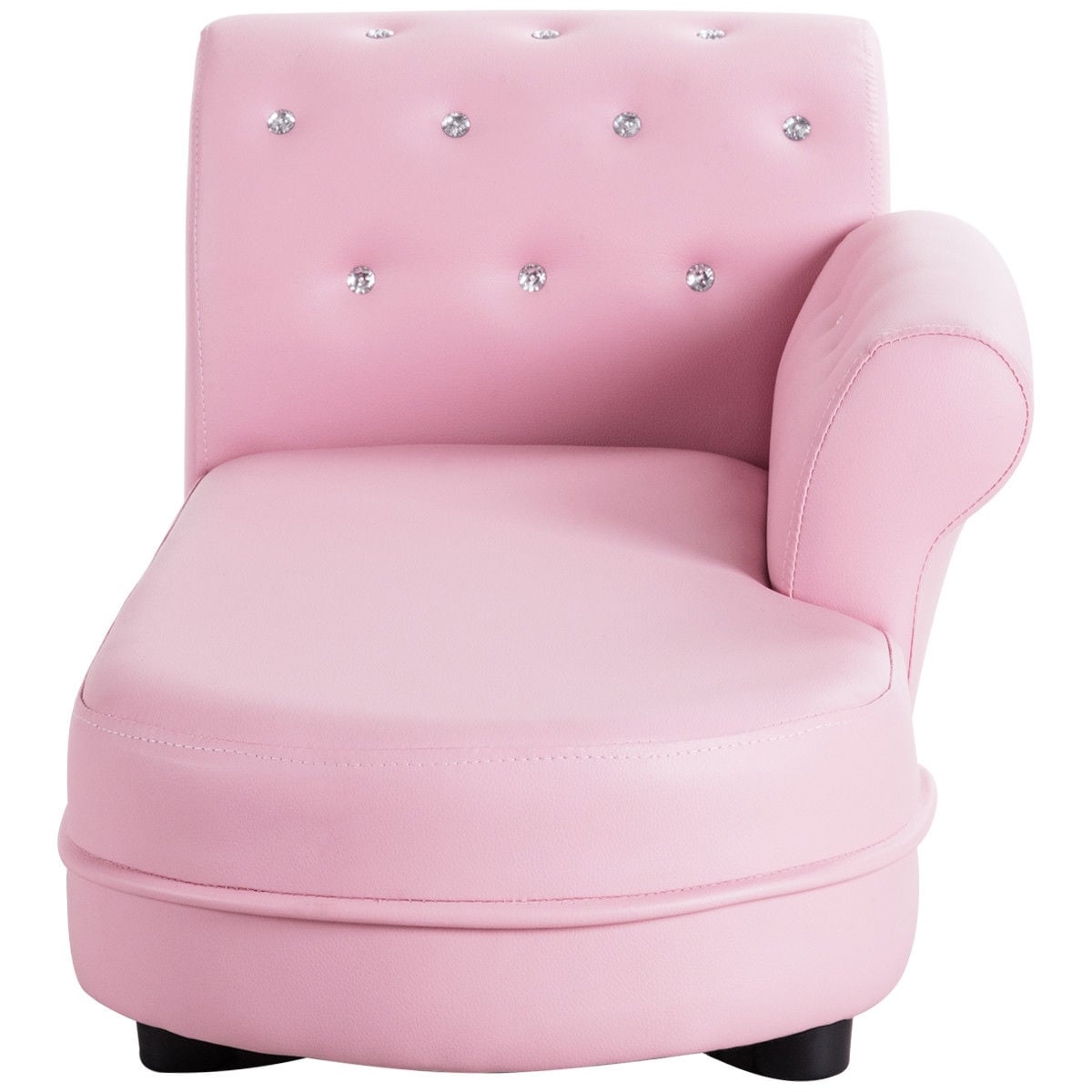 WELLFOR RT Kids Chaise Sofa 16.5 in Pink Upholstered Kids Accent